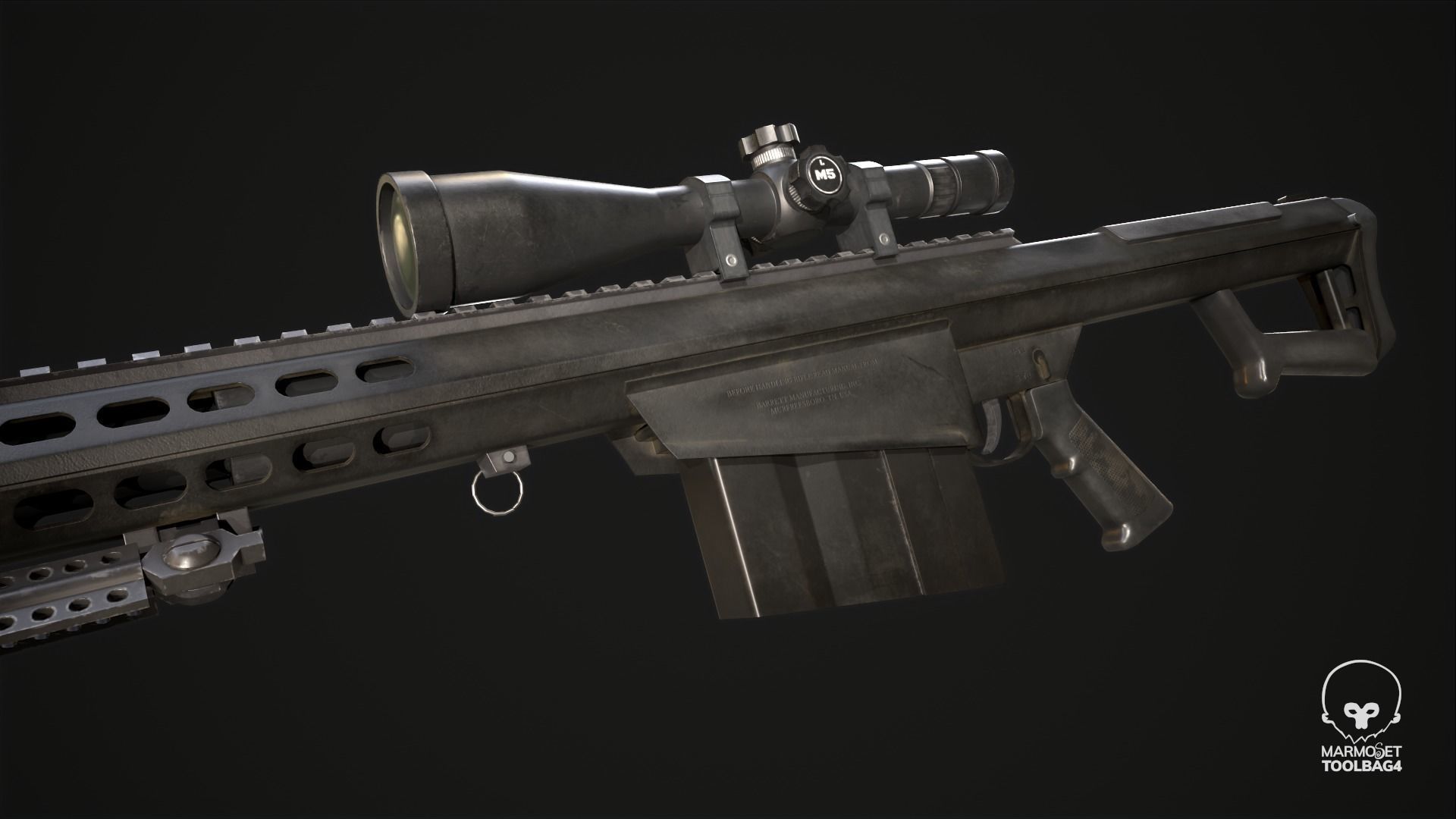 The Barrett M82 Sniper Rifle Low-poly 3D model_3