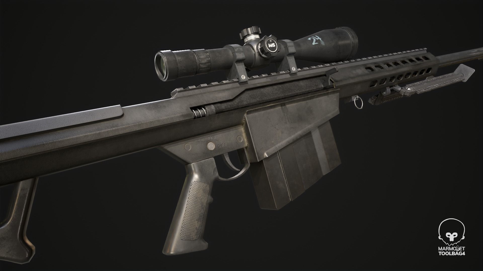 The Barrett M82 Sniper Rifle Low-poly 3D model_1