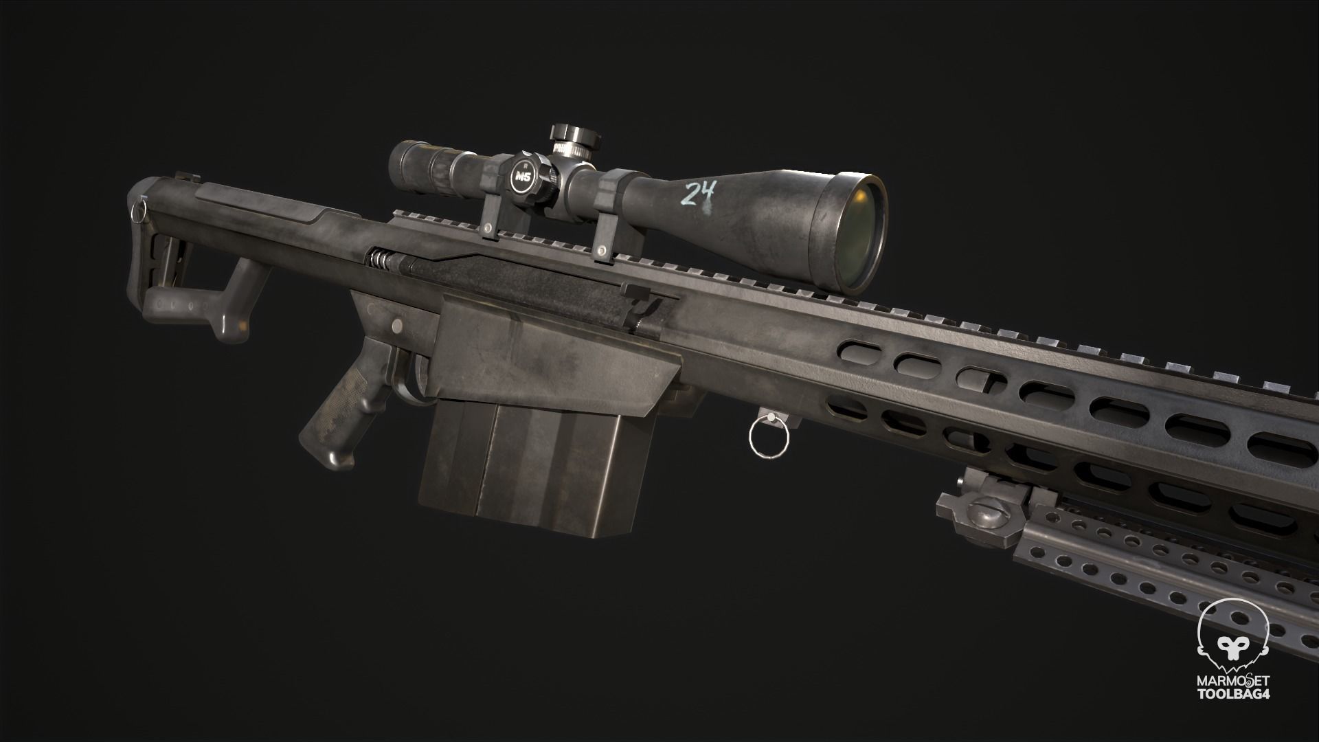 The Barrett M82 Sniper Rifle Low-poly 3D model_2