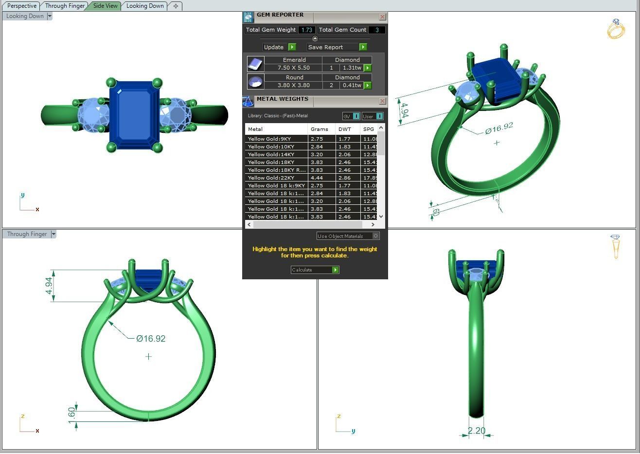 Engagement ring Kelly emerald 3D print model_2