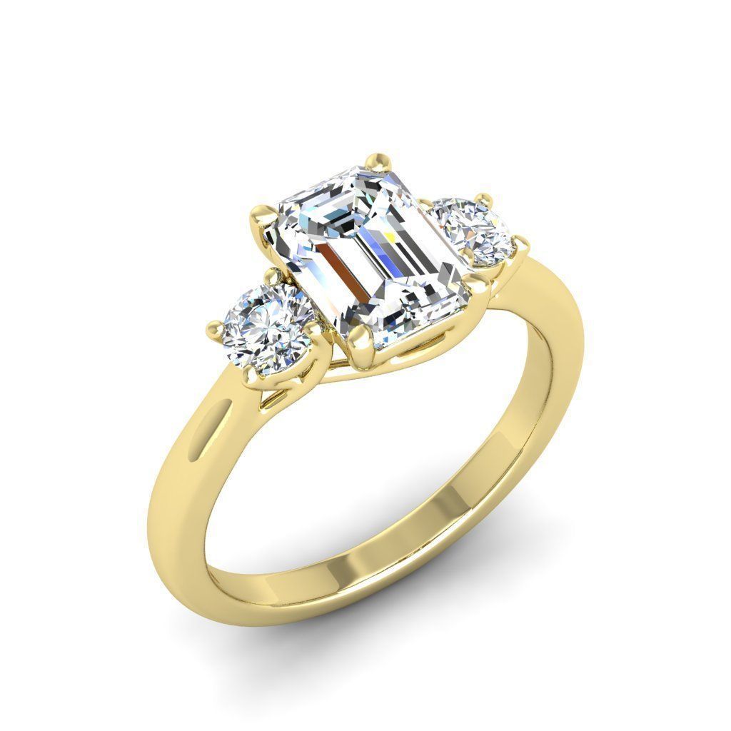 Engagement ring Kelly emerald 3D print model_4