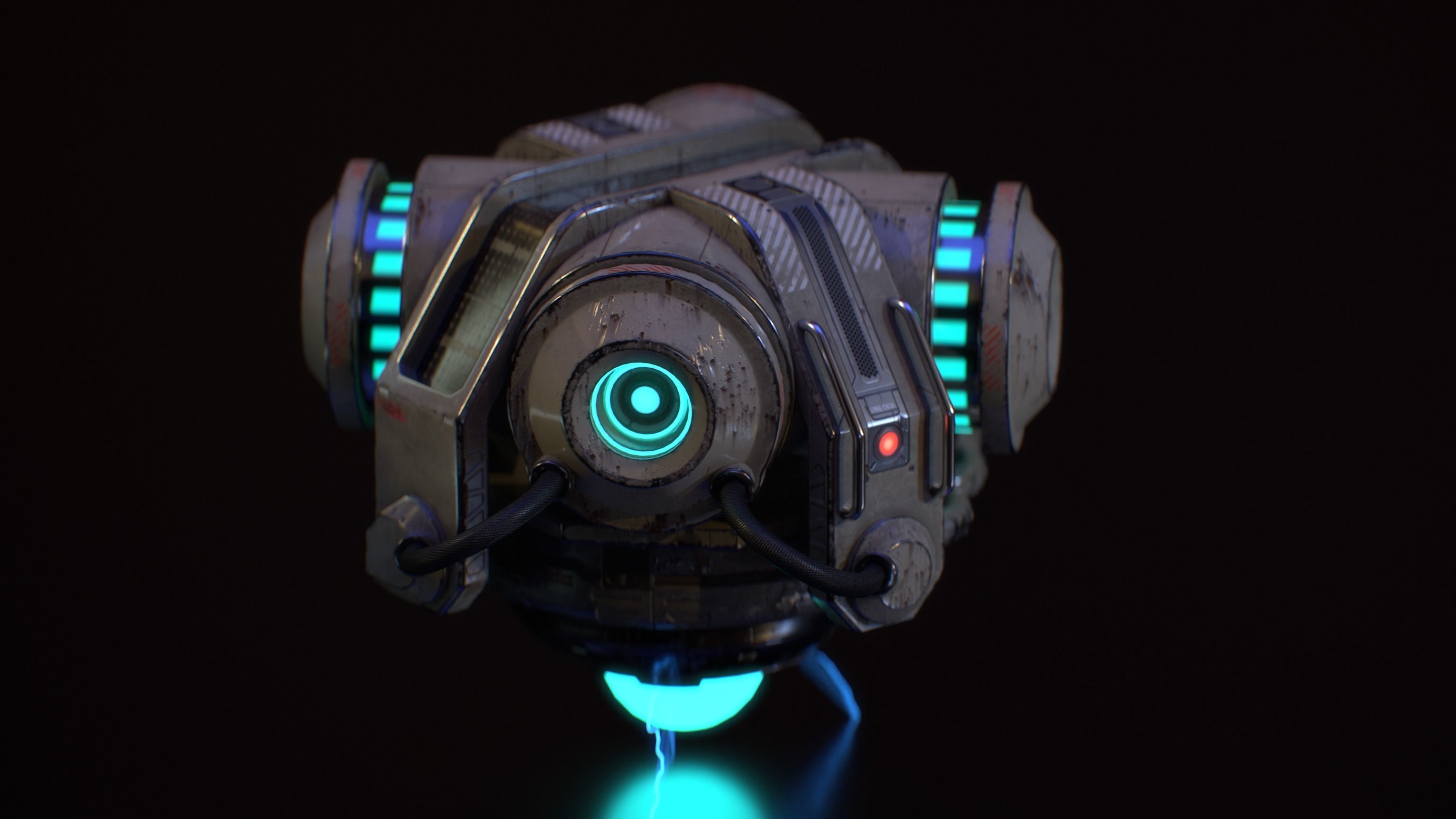 Sci-Fi Gravity Generator Animated Low-poly 3D model_4