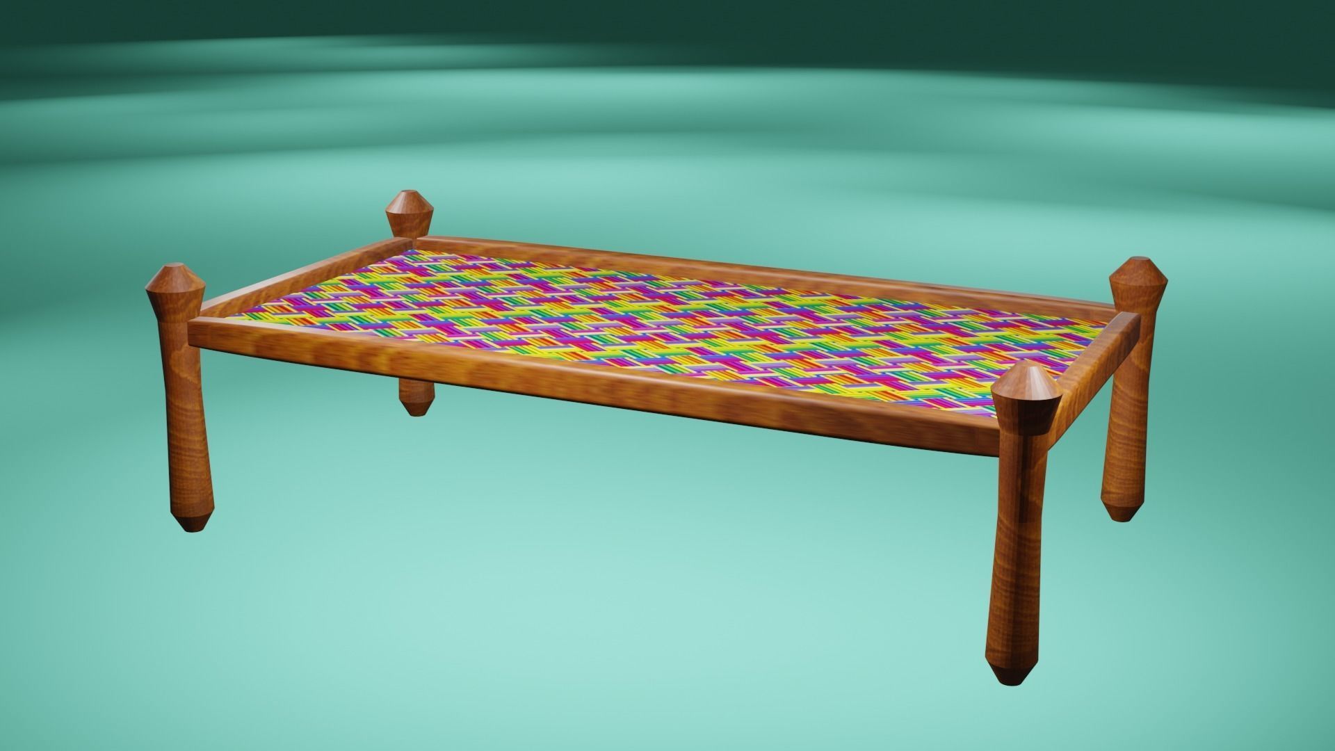 Charpai Khat Bed 3D model_1