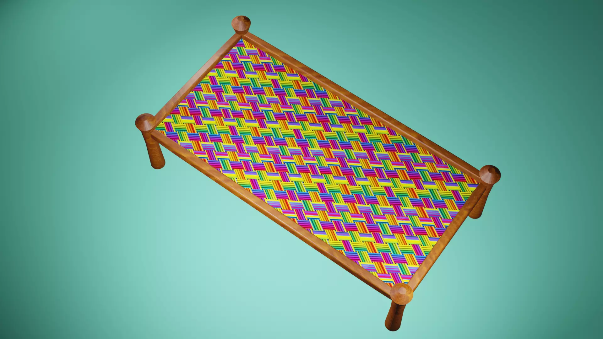 Charpai Khat Bed 3D model_0