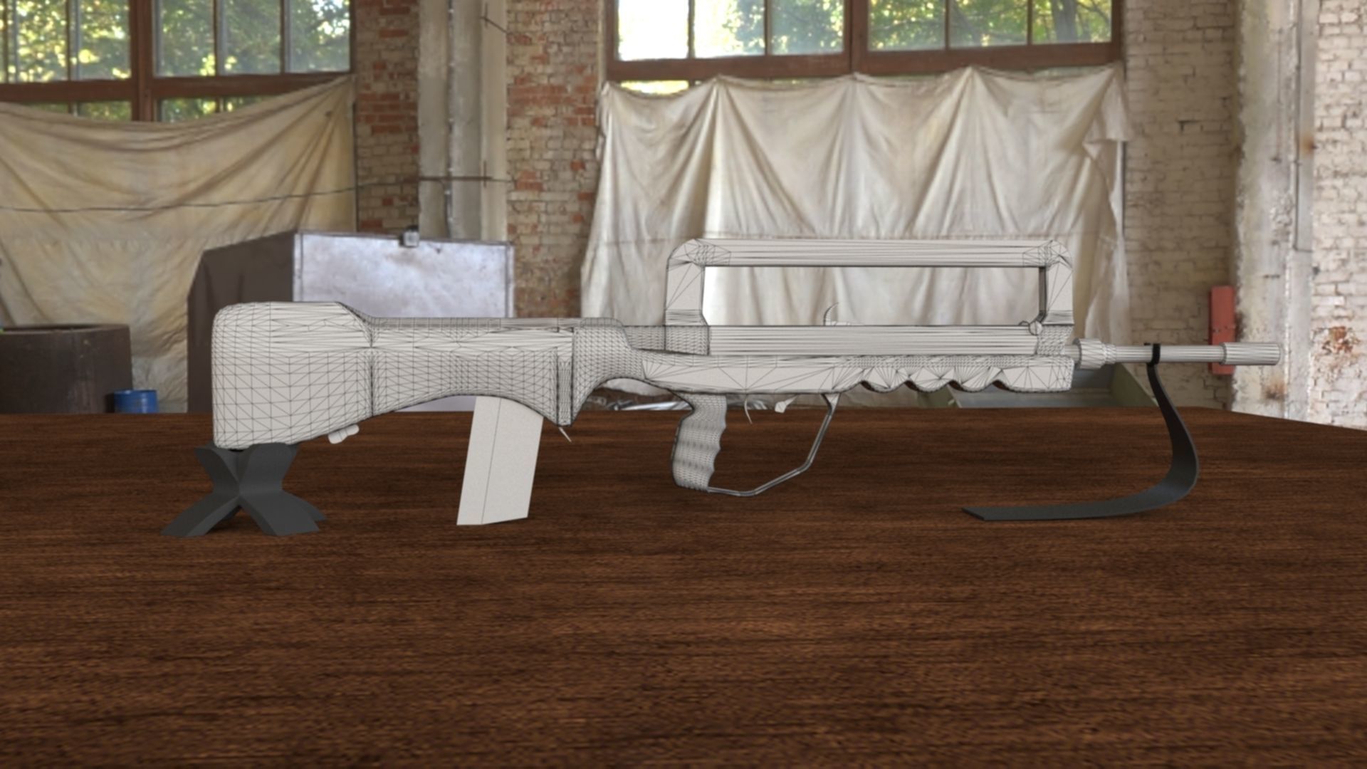 French FAMAS G1 Assault Rifle Low-poly 3D model_32