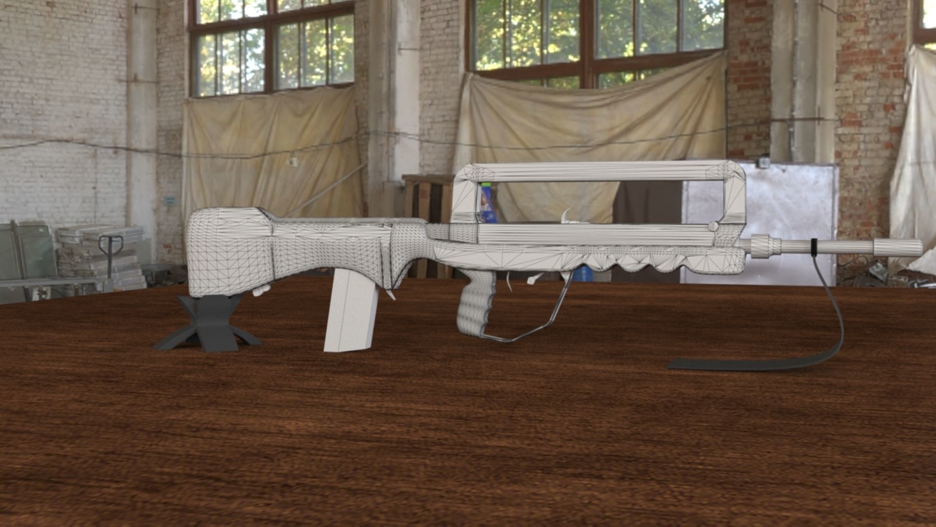 French FAMAS G1 Assault Rifle Low-poly 3D model_33