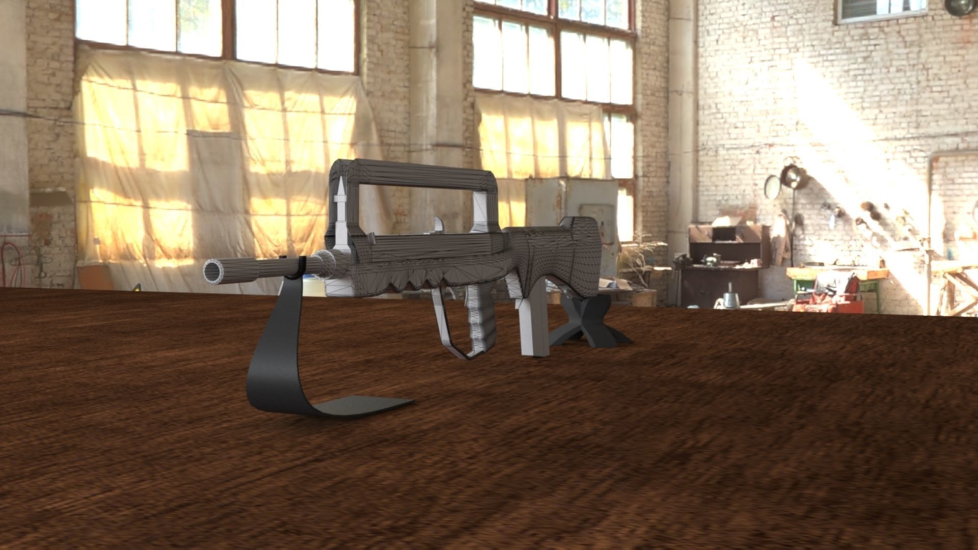 French FAMAS G1 Assault Rifle Low-poly 3D model_25