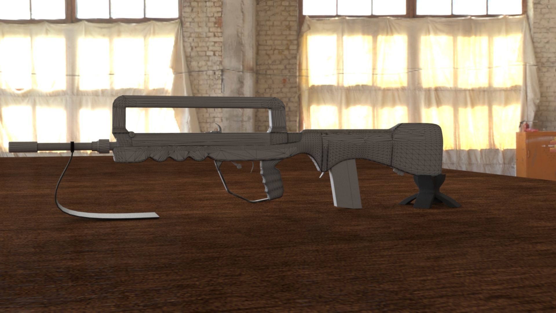 French FAMAS G1 Assault Rifle Low-poly 3D model_26