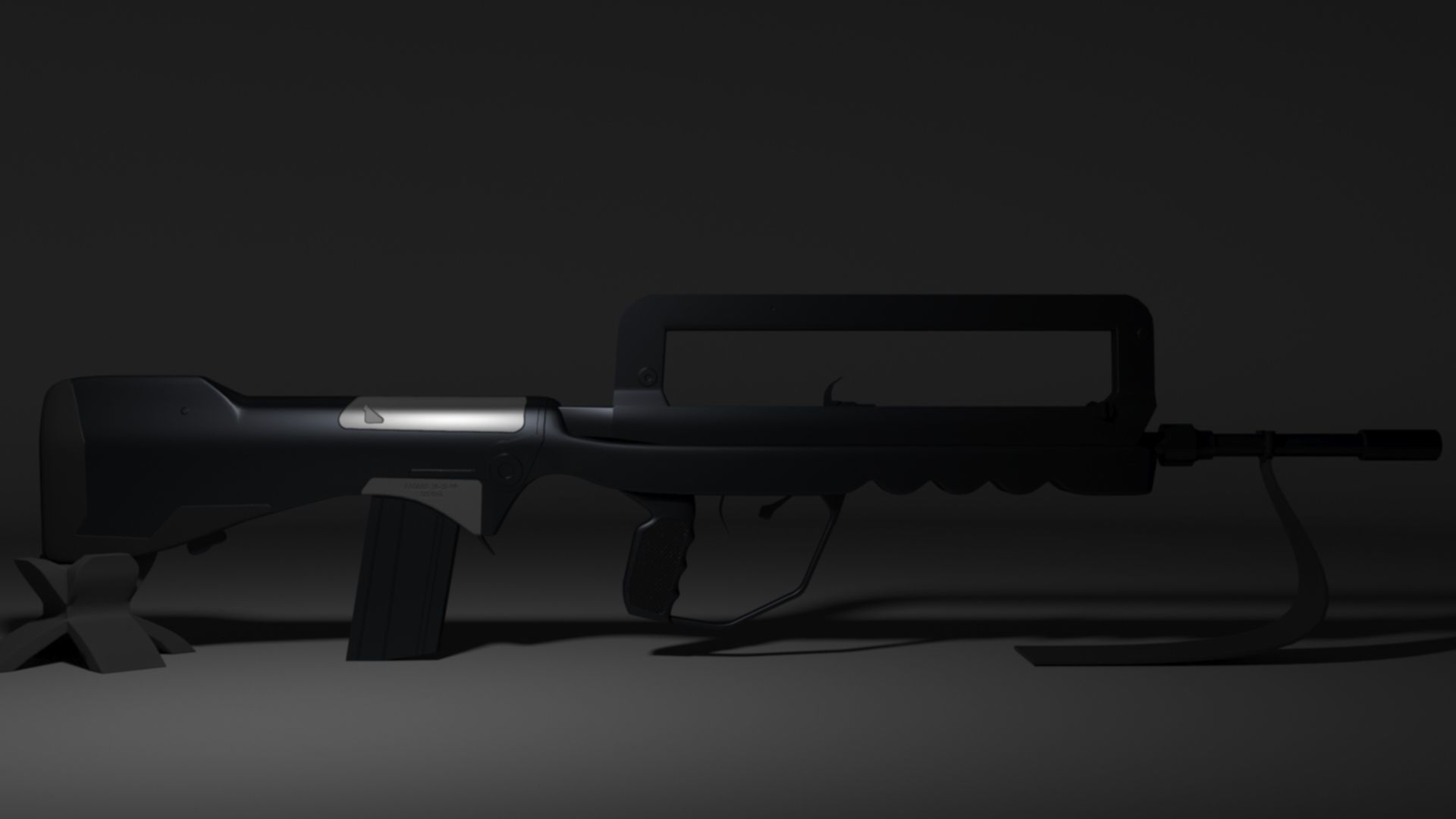 French FAMAS G1 Assault Rifle Low-poly 3D model_2
