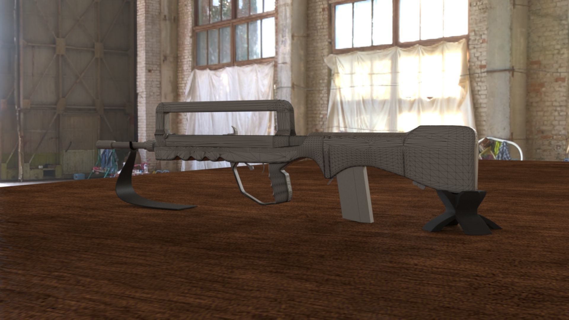 French FAMAS G1 Assault Rifle Low-poly 3D model_28