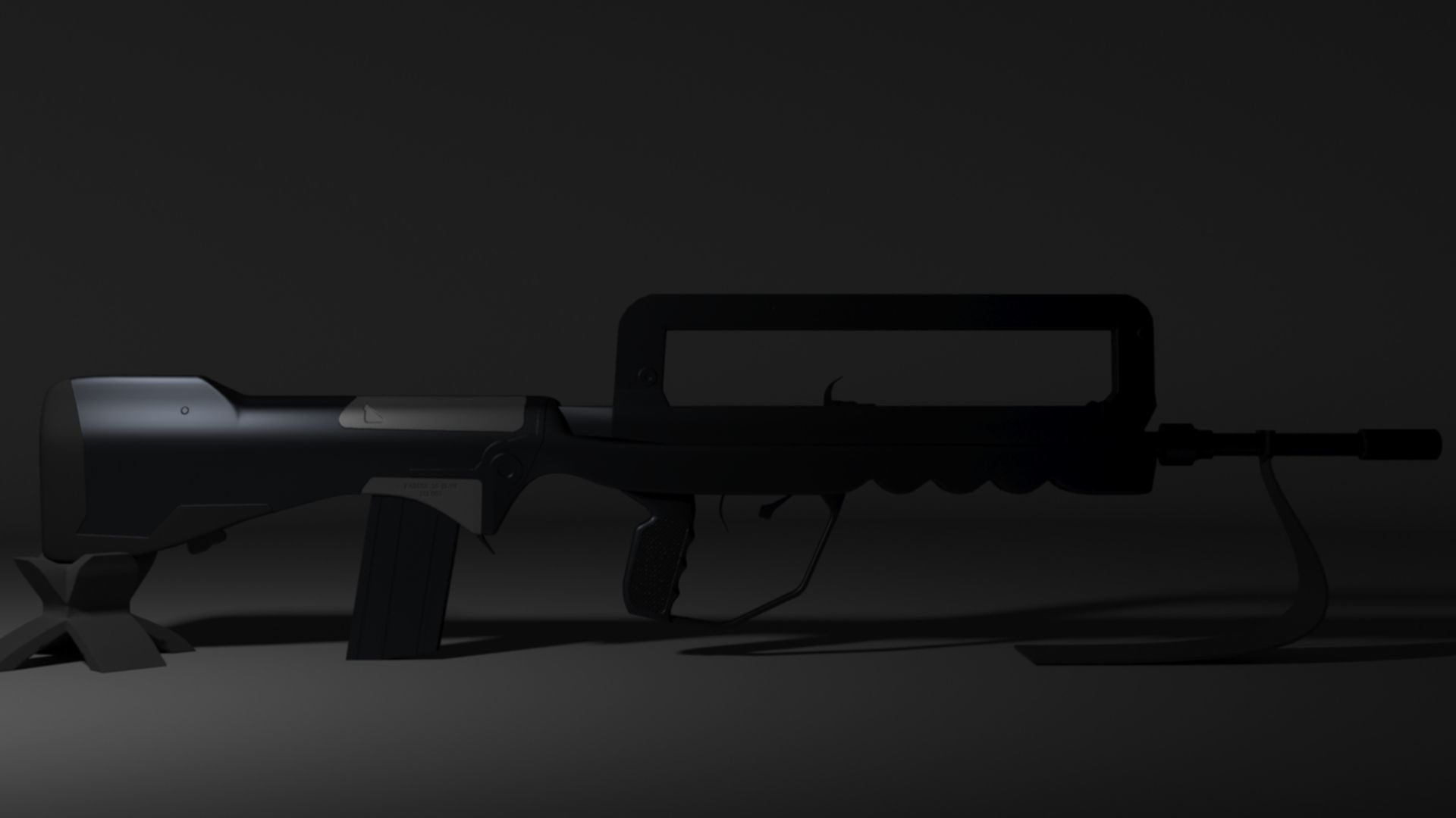 French FAMAS G1 Assault Rifle Low-poly 3D model_6