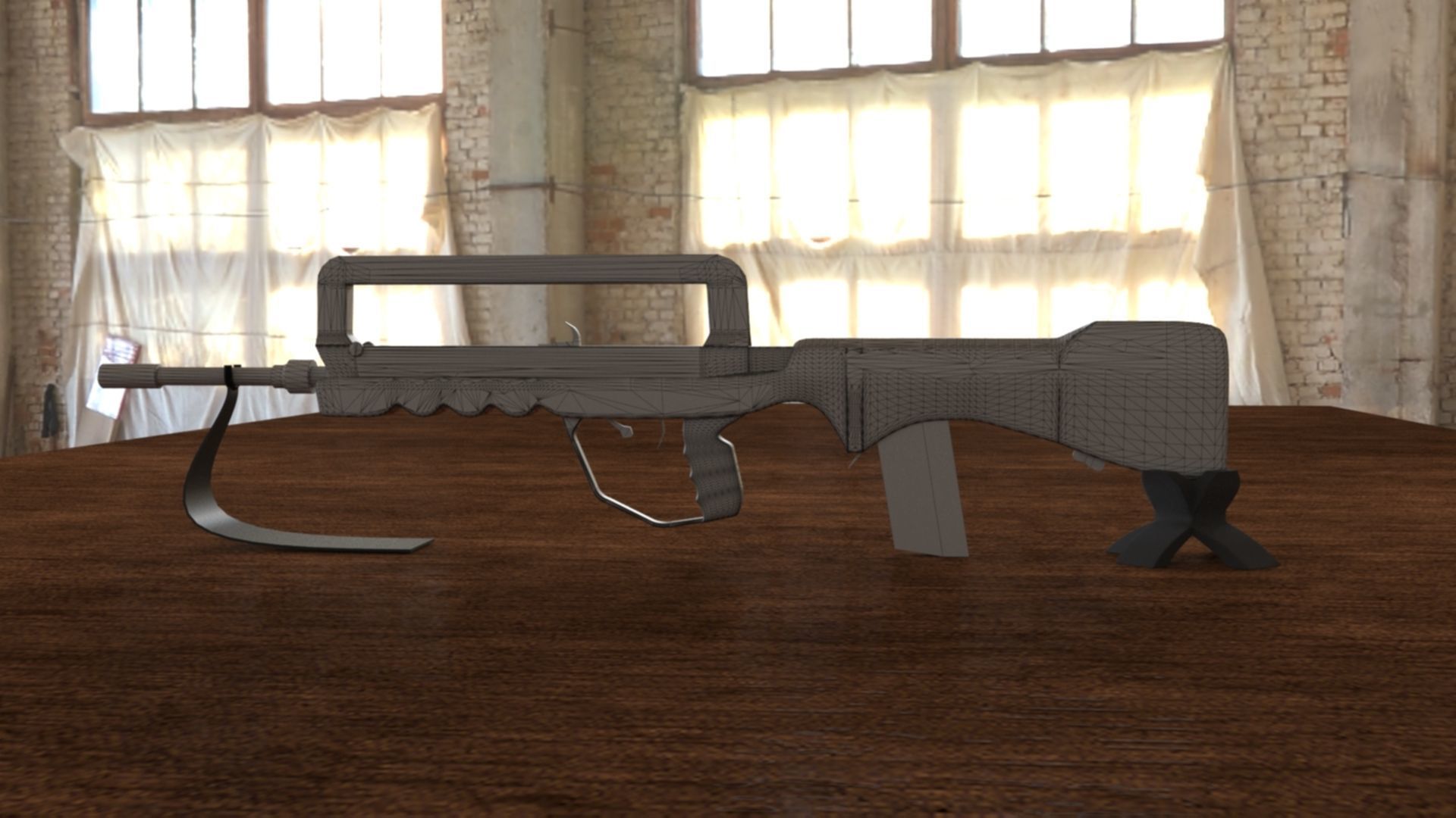 French FAMAS G1 Assault Rifle Low-poly 3D model_27