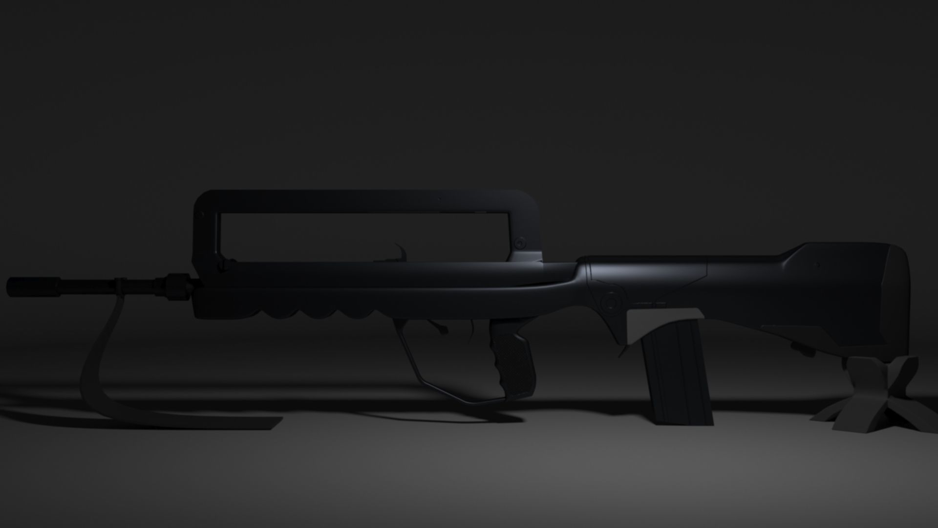 French FAMAS G1 Assault Rifle Low-poly 3D model_3