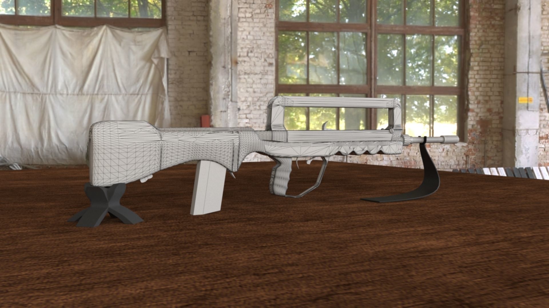 French FAMAS G1 Assault Rifle Low-poly 3D model_31