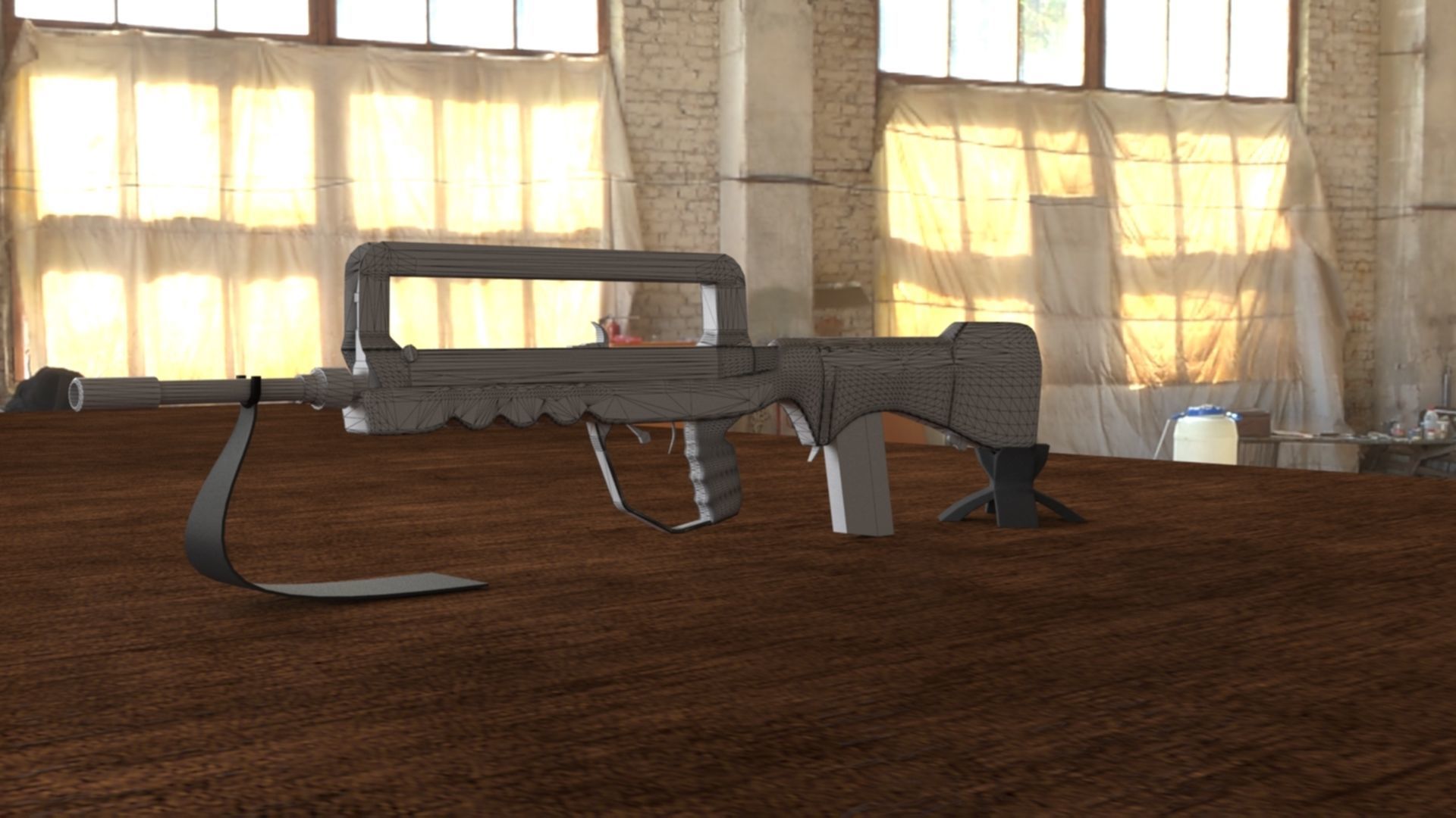 French FAMAS G1 Assault Rifle Low-poly 3D model_24