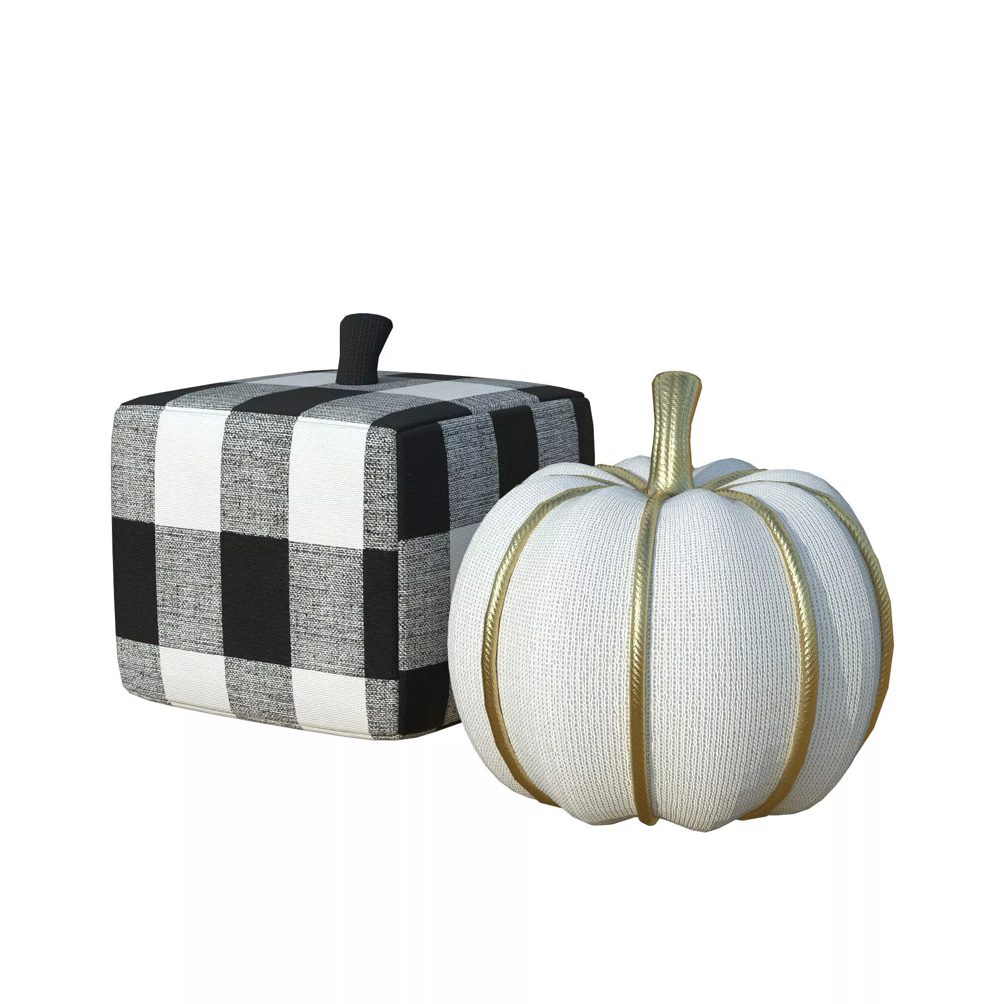 Fabric Pumpkin Decor SET 2 3D model