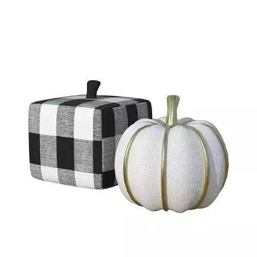  Fabric Pumpkin Decor SET 2 3D model