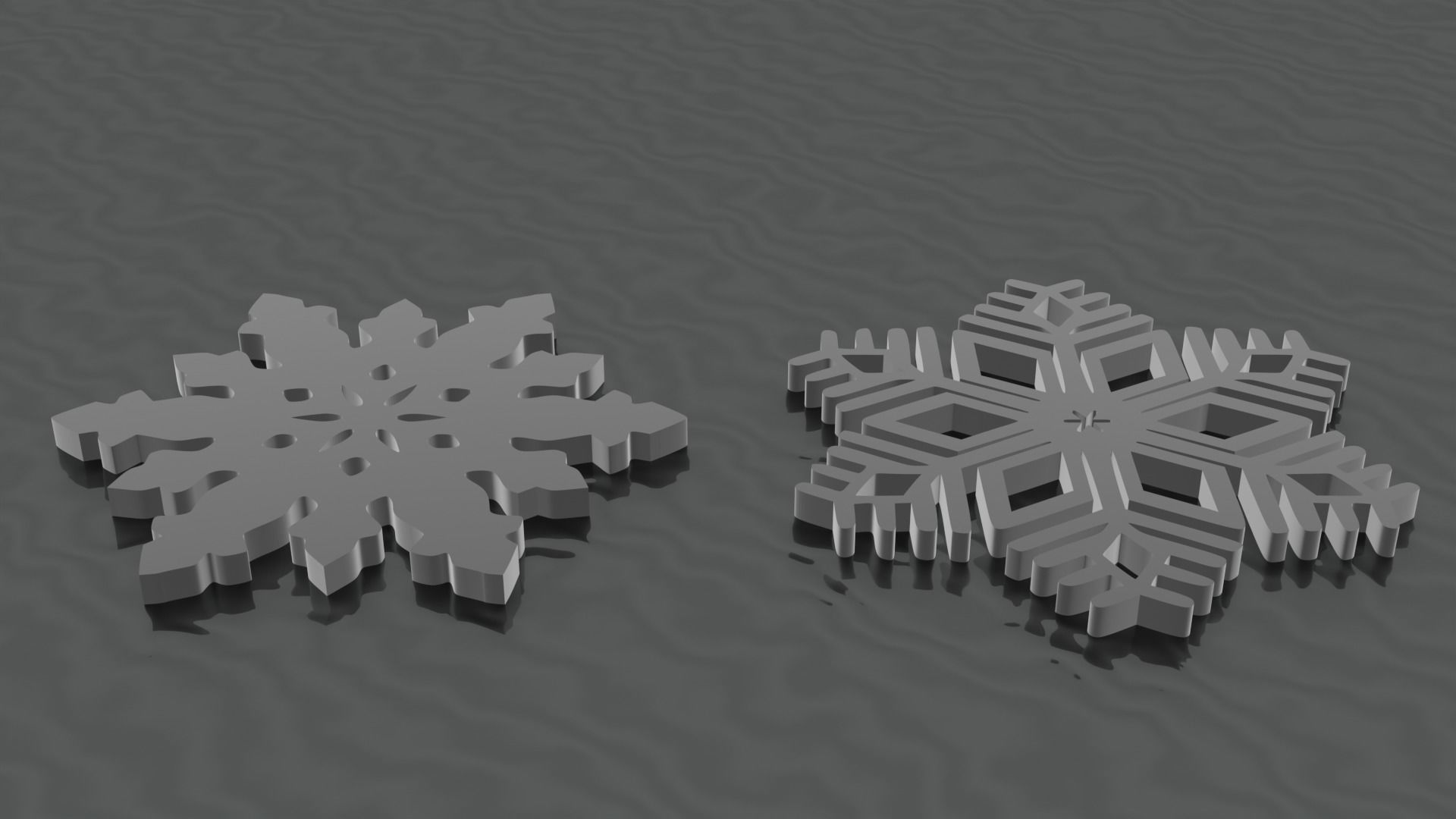 2 Snowflakes Coasters Free 3D print model_3