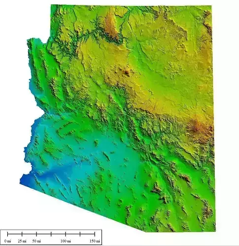 Arizona State 3D Topographic  Terrain Map Model 3D model