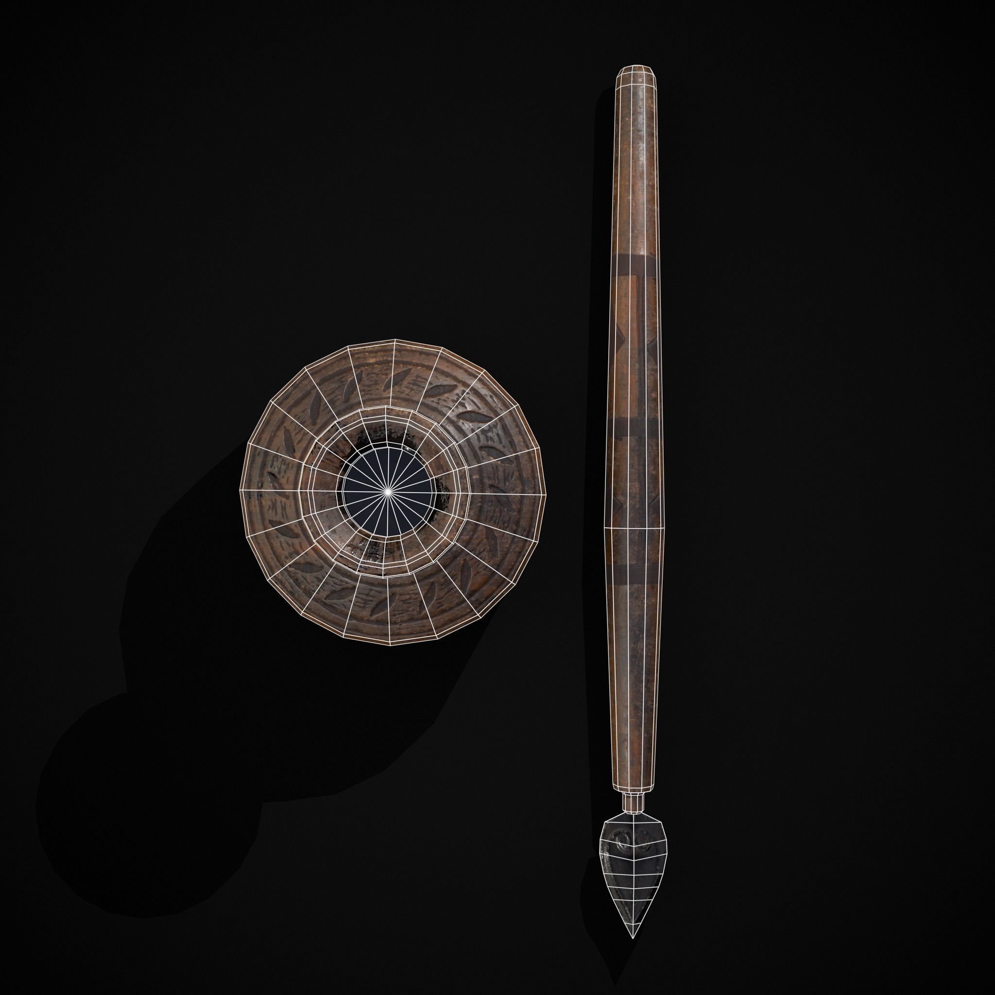 Elegant Wooden Inkpot Pen Low-poly 3D model_12