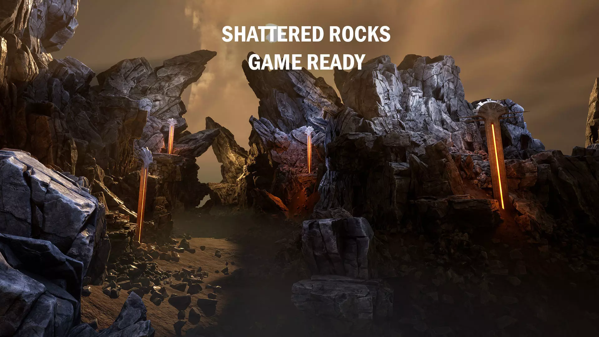 Shattered rocks Low-poly 3D model_0