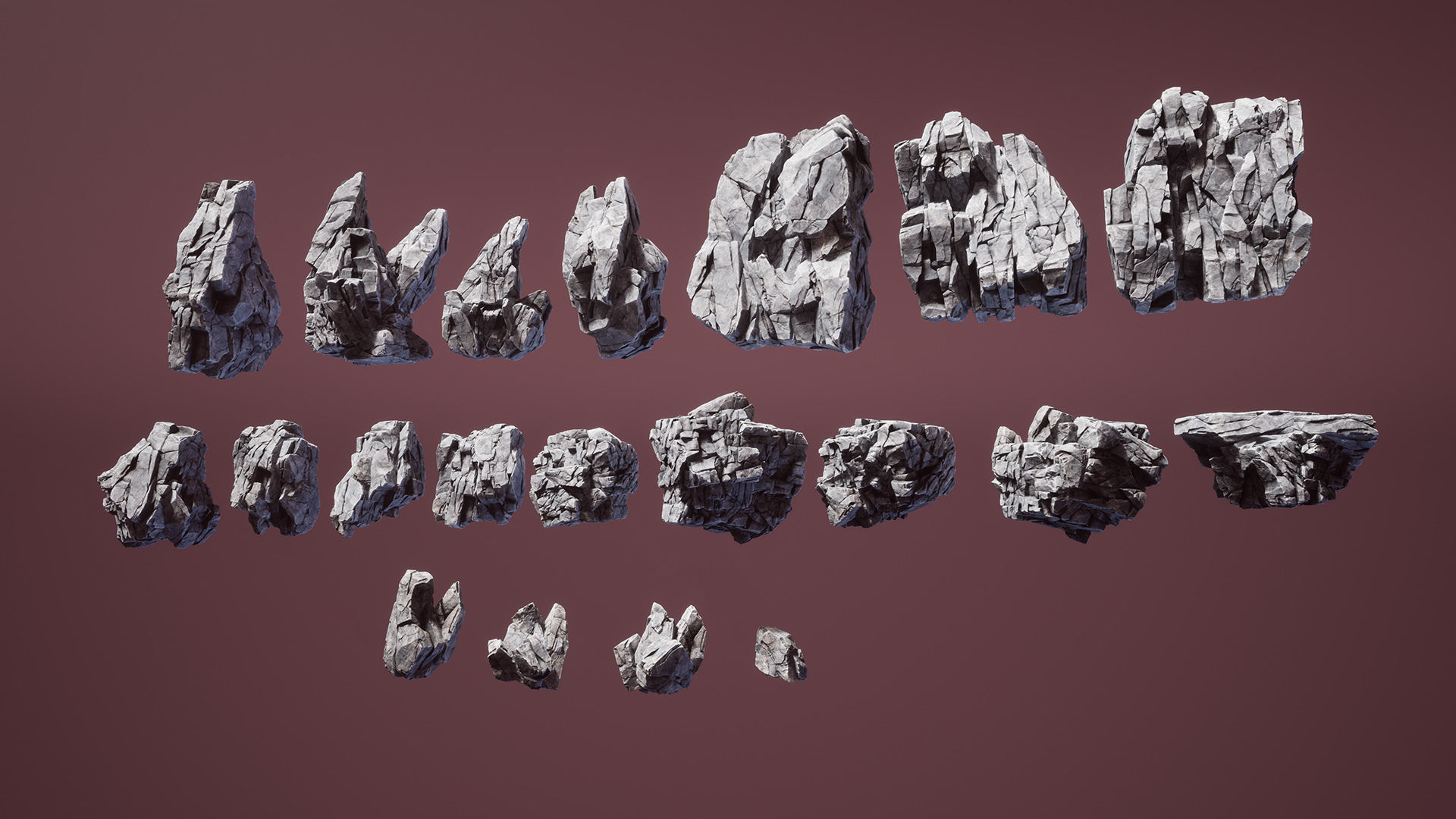 Shattered rocks Low-poly 3D model_7