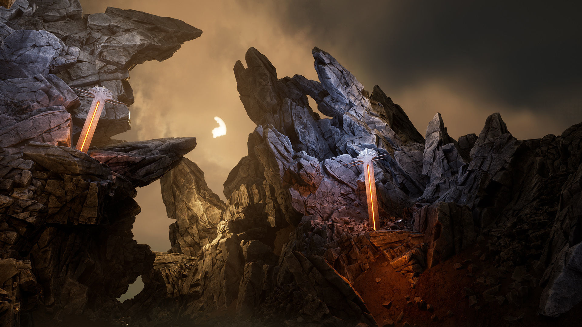 Shattered rocks Low-poly 3D model_3