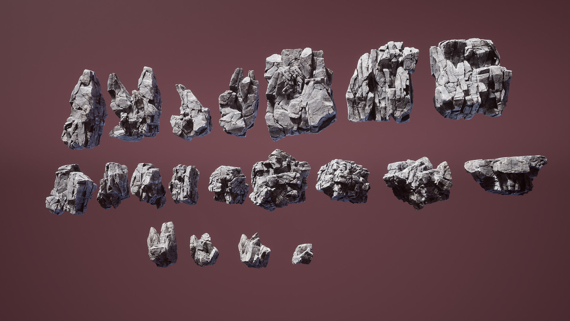 Shattered rocks Low-poly 3D model_6