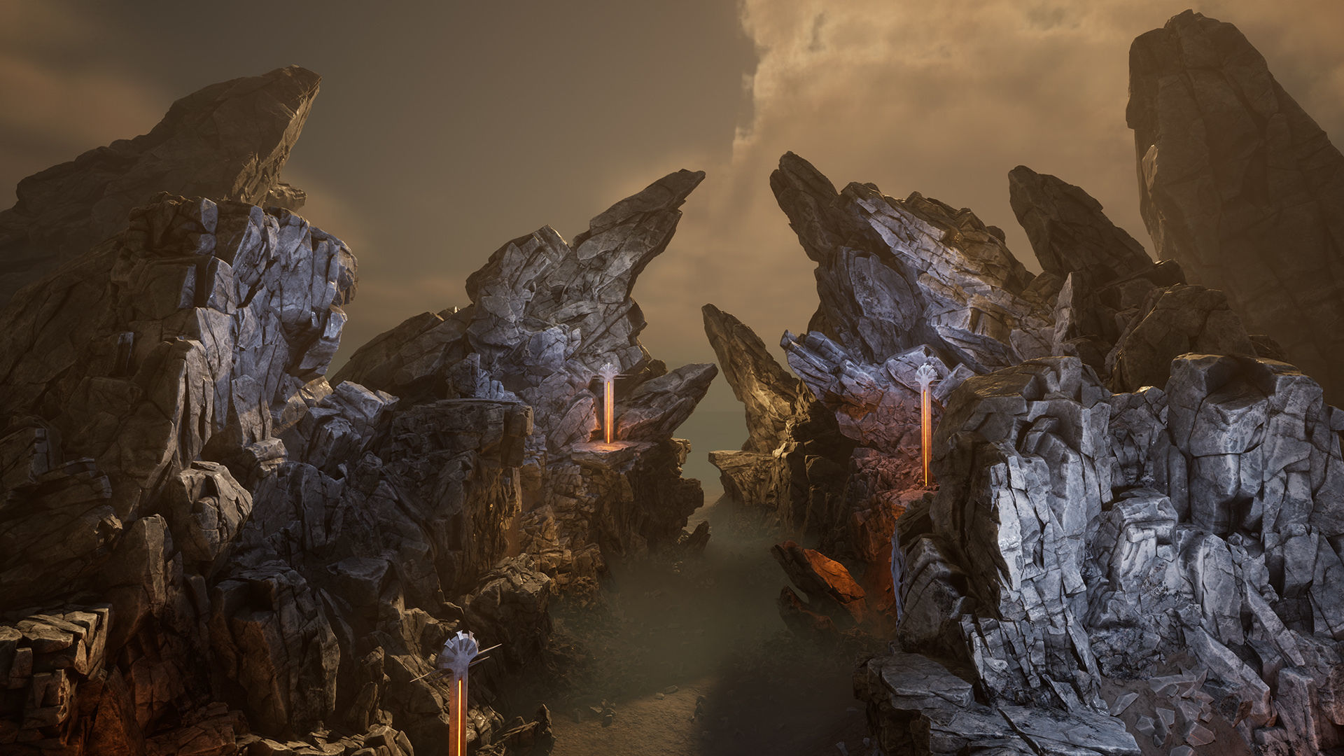 Shattered rocks Low-poly 3D model_5