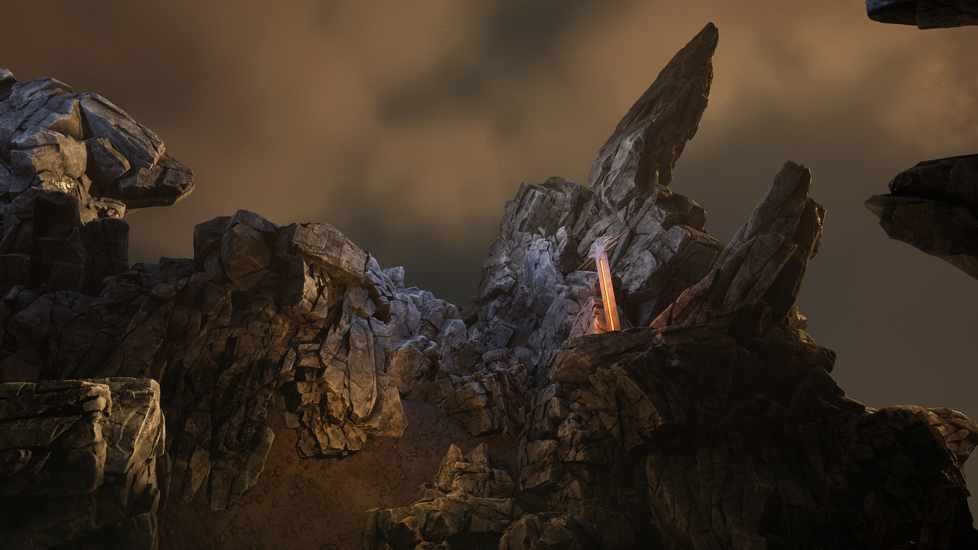 Shattered rocks Low-poly 3D model_4