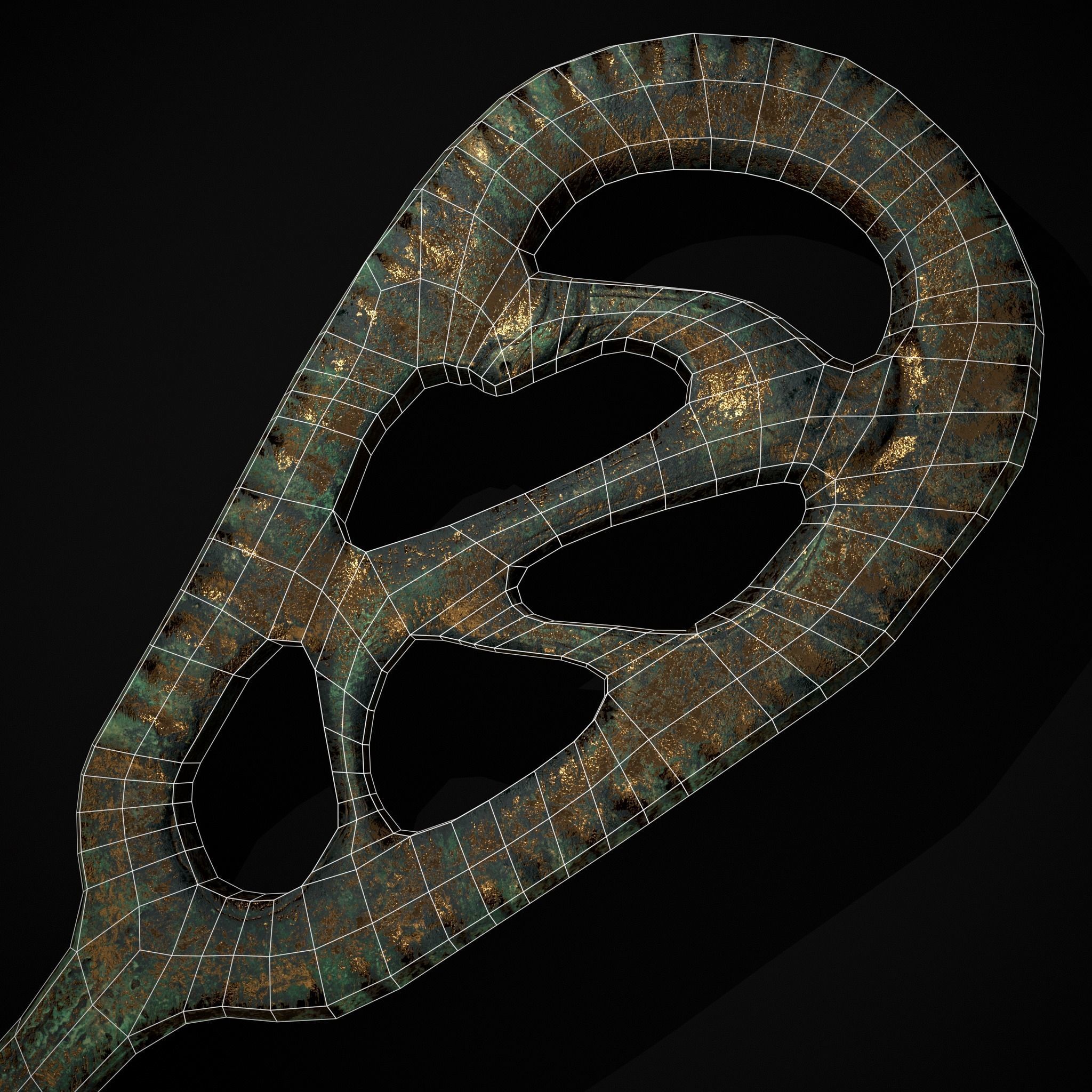 Brass Viking Key Low-poly 3D model_8