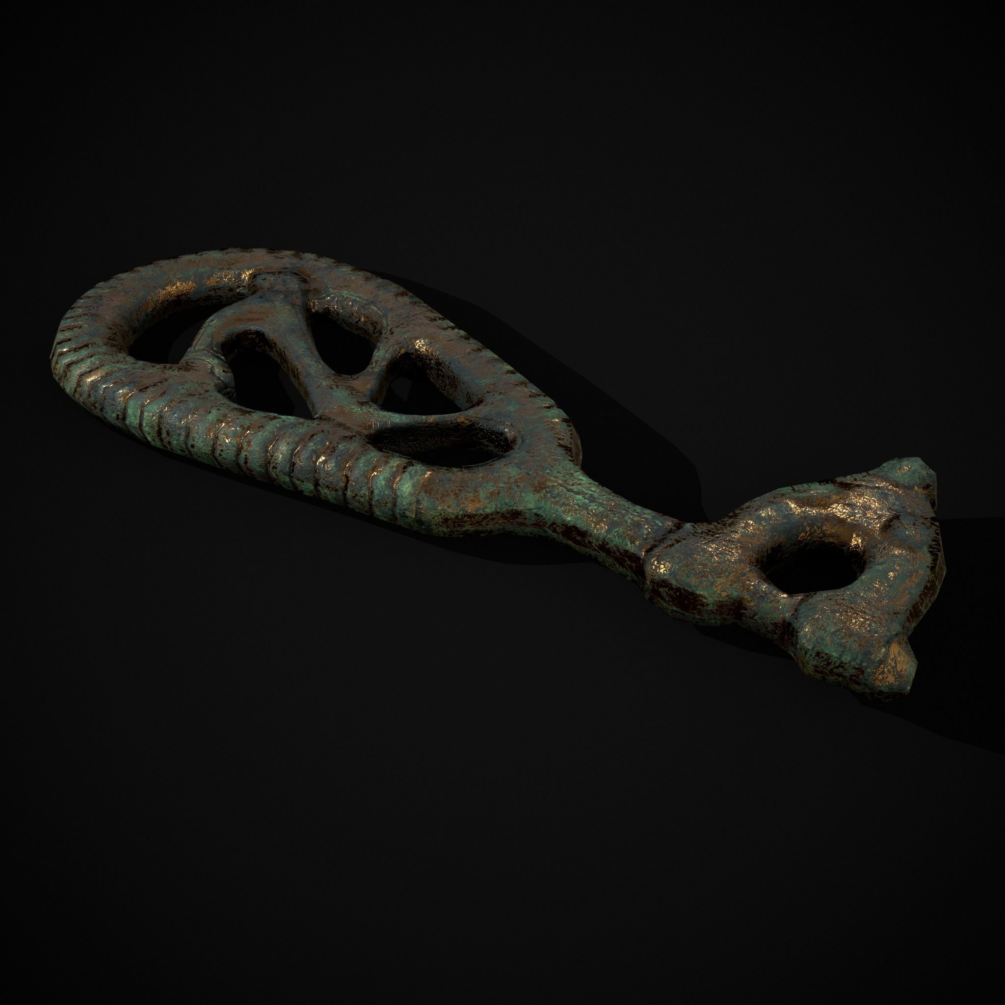 Brass Viking Key Low-poly 3D model_5