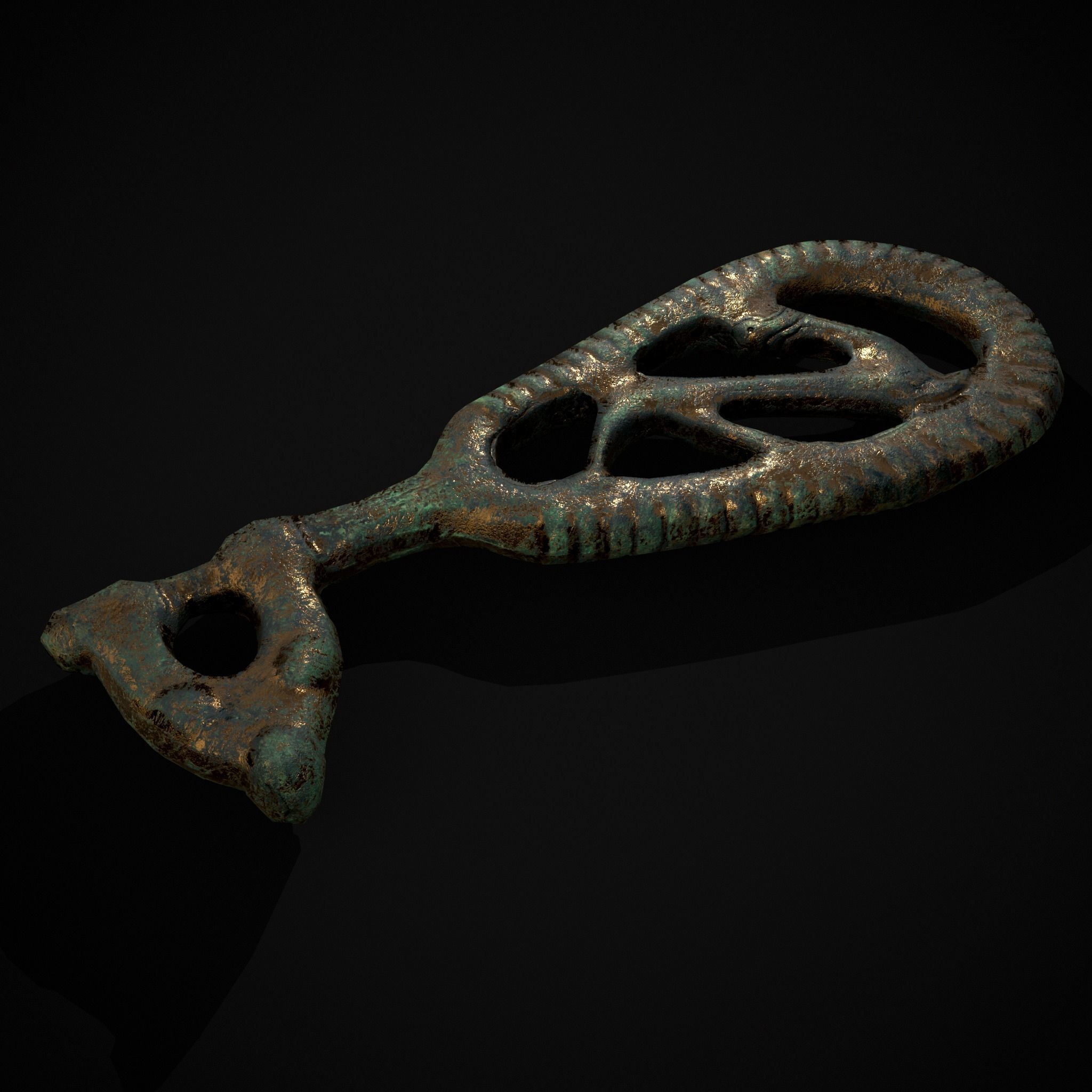 Brass Viking Key Low-poly 3D model_3