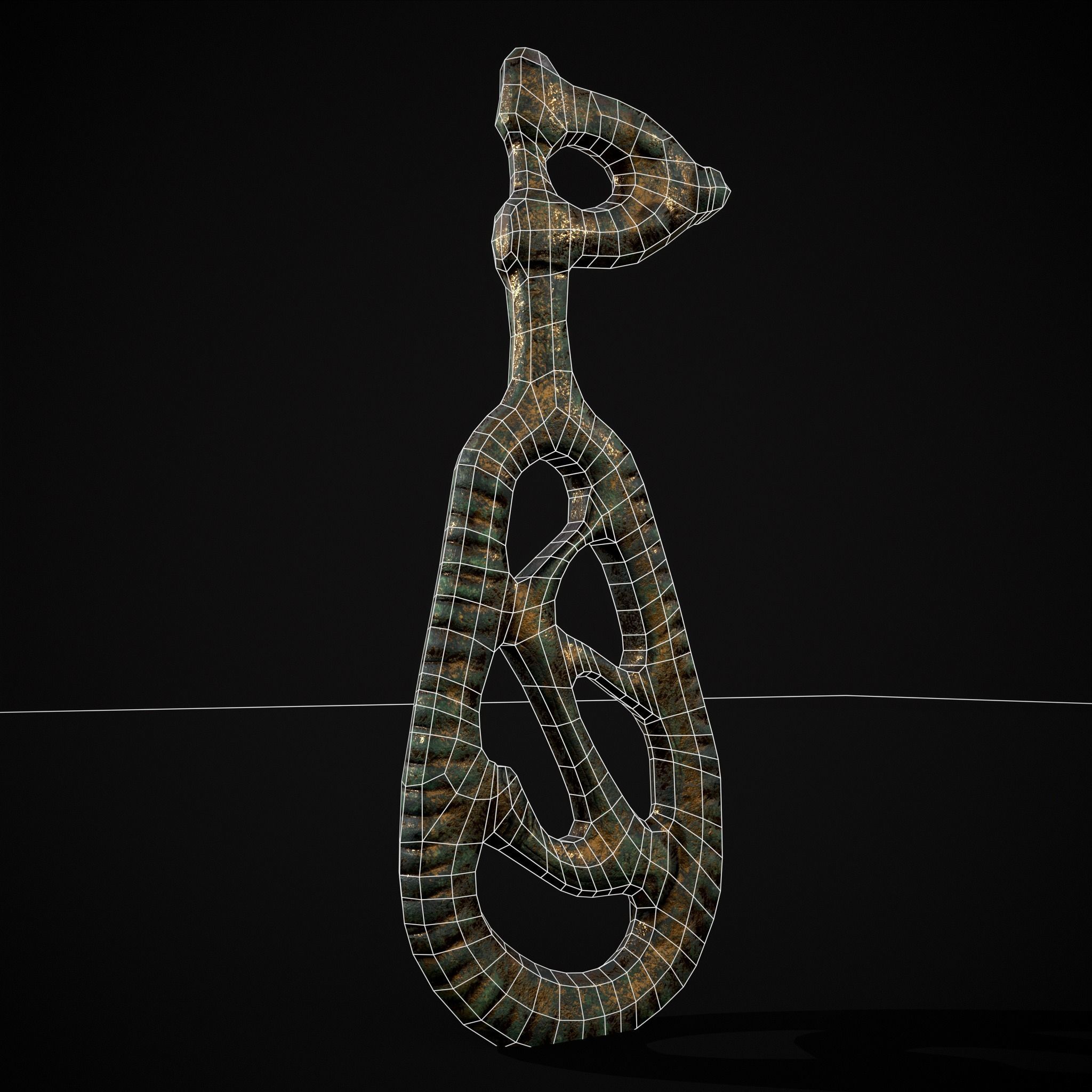 Brass Viking Key Low-poly 3D model_14