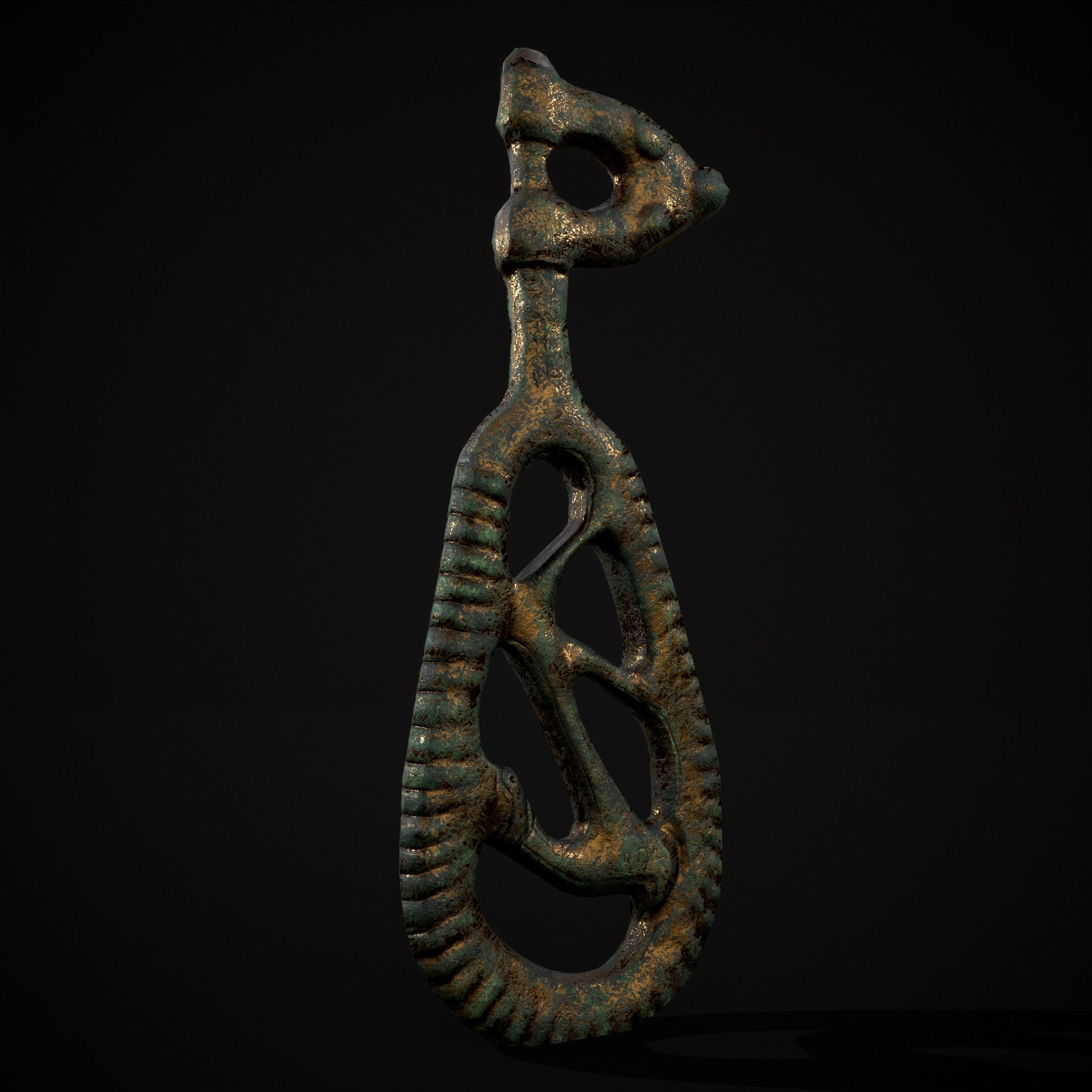 Brass Viking Key Low-poly 3D model_13