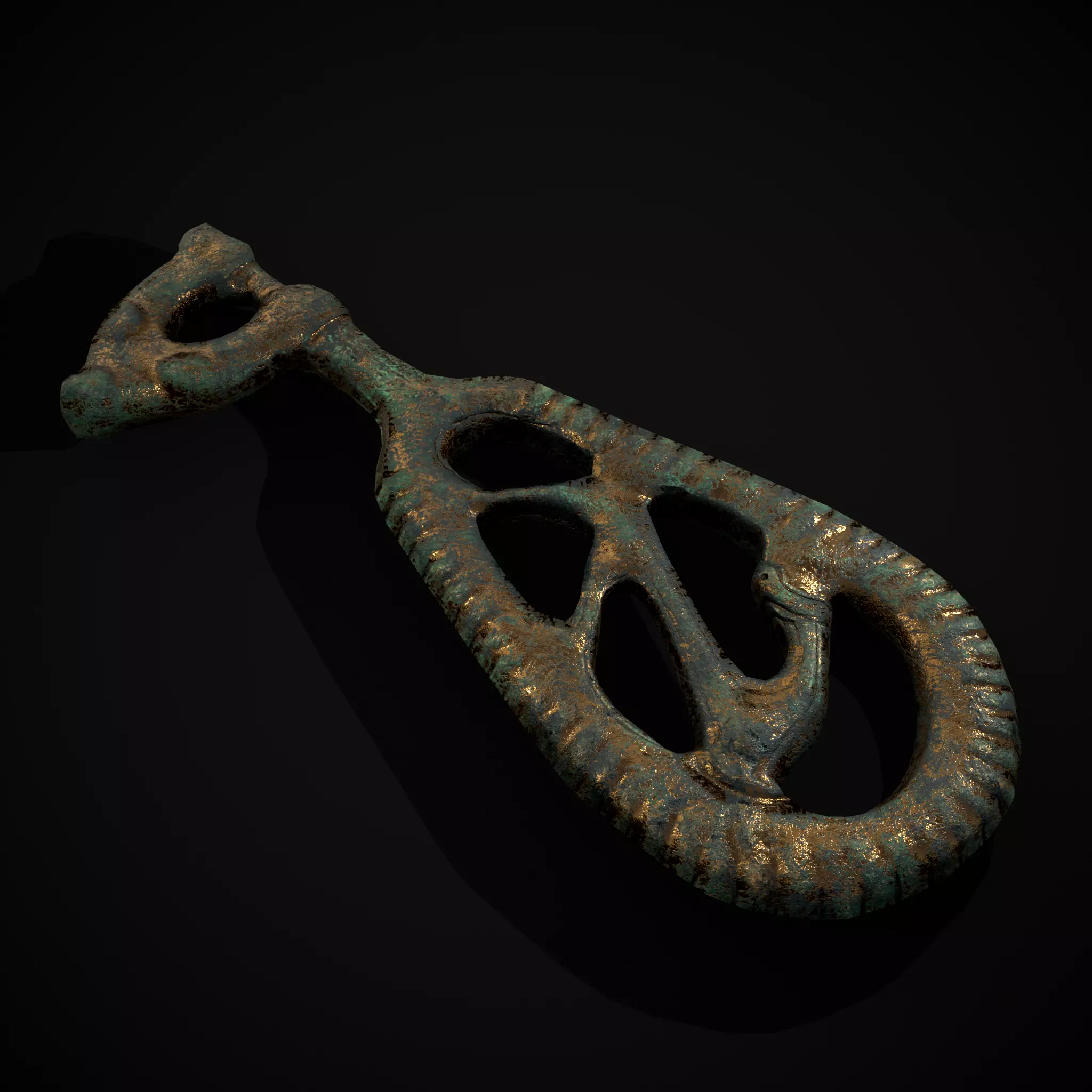 Brass Viking Key Low-poly 3D model_0