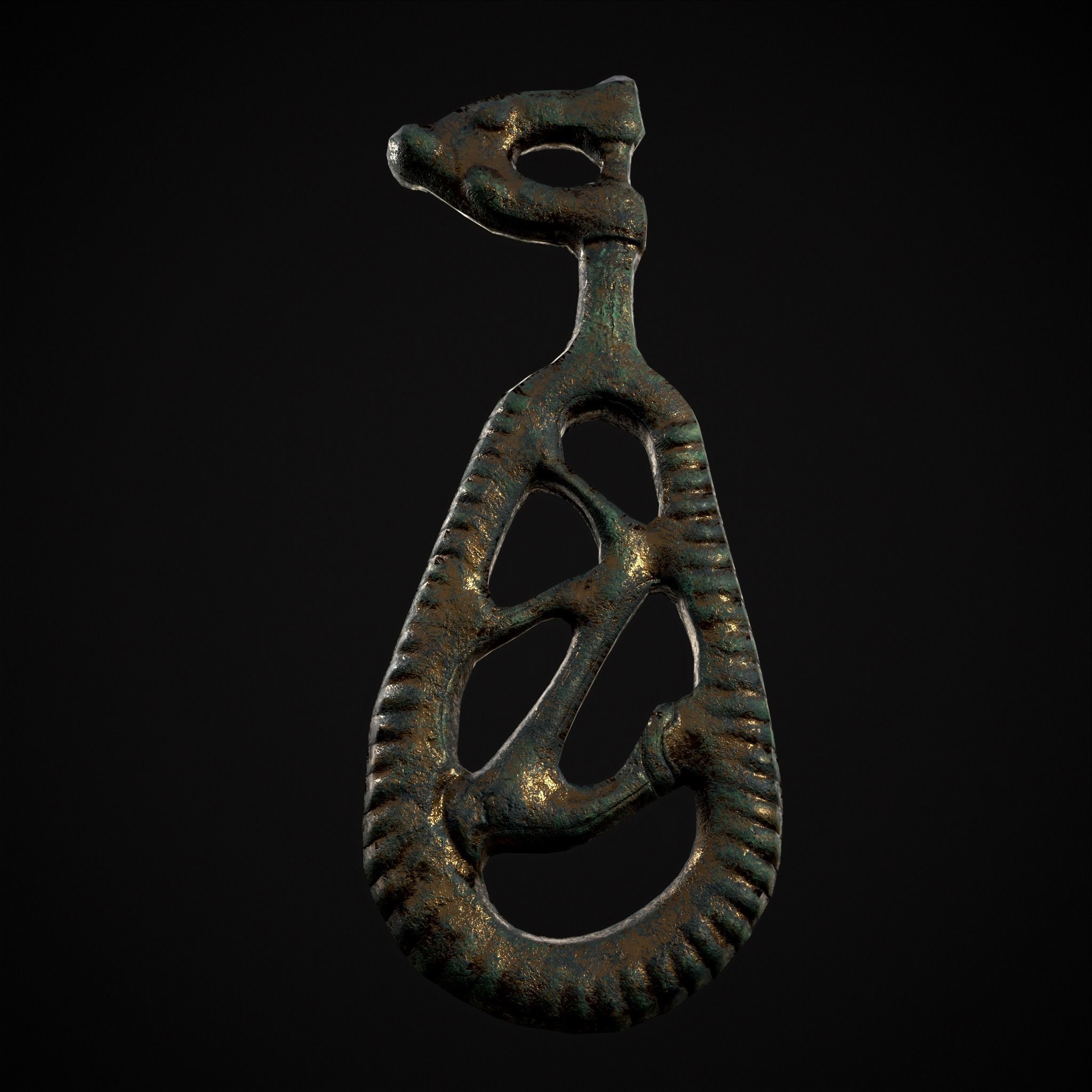 Brass Viking Key Low-poly 3D model_17