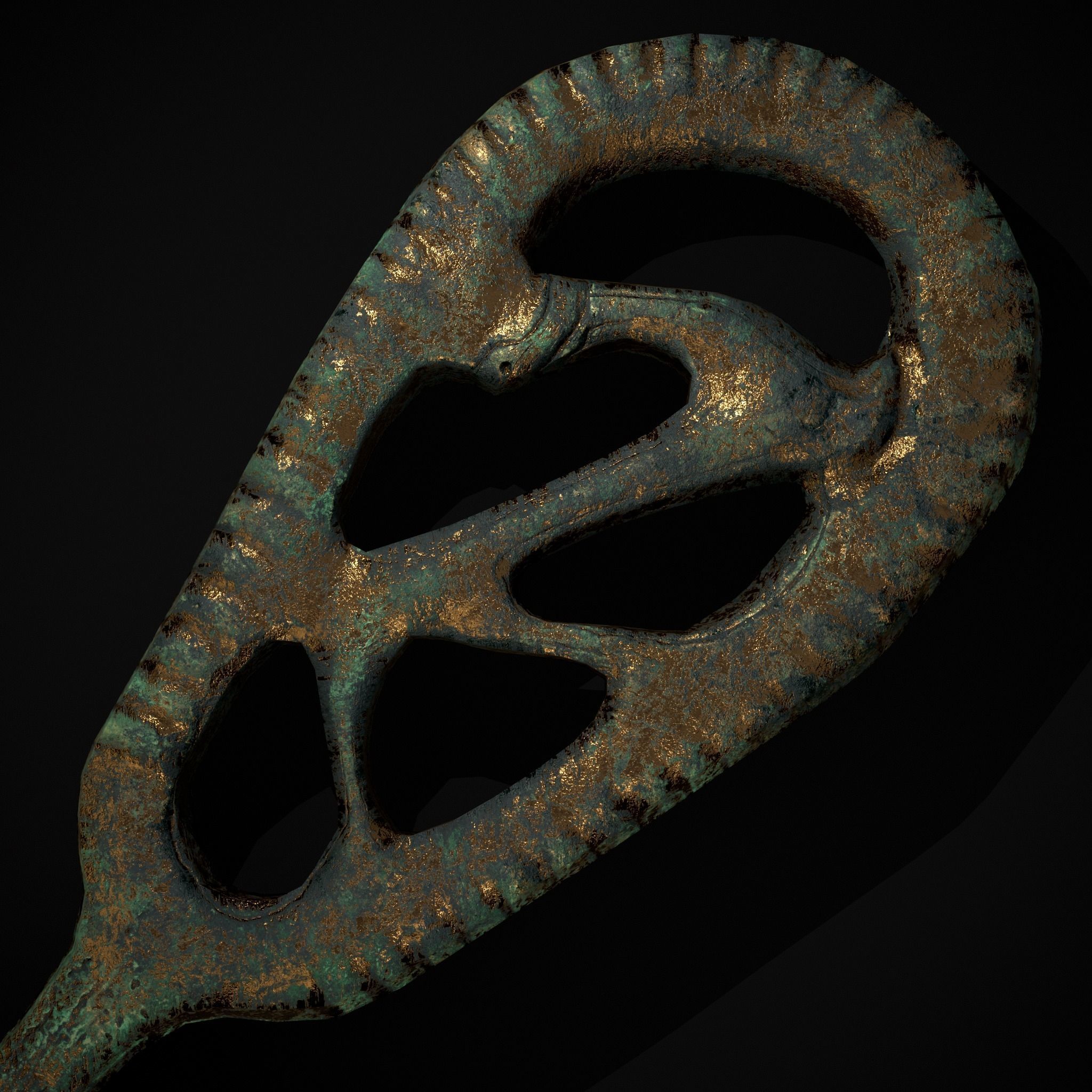 Brass Viking Key Low-poly 3D model_7