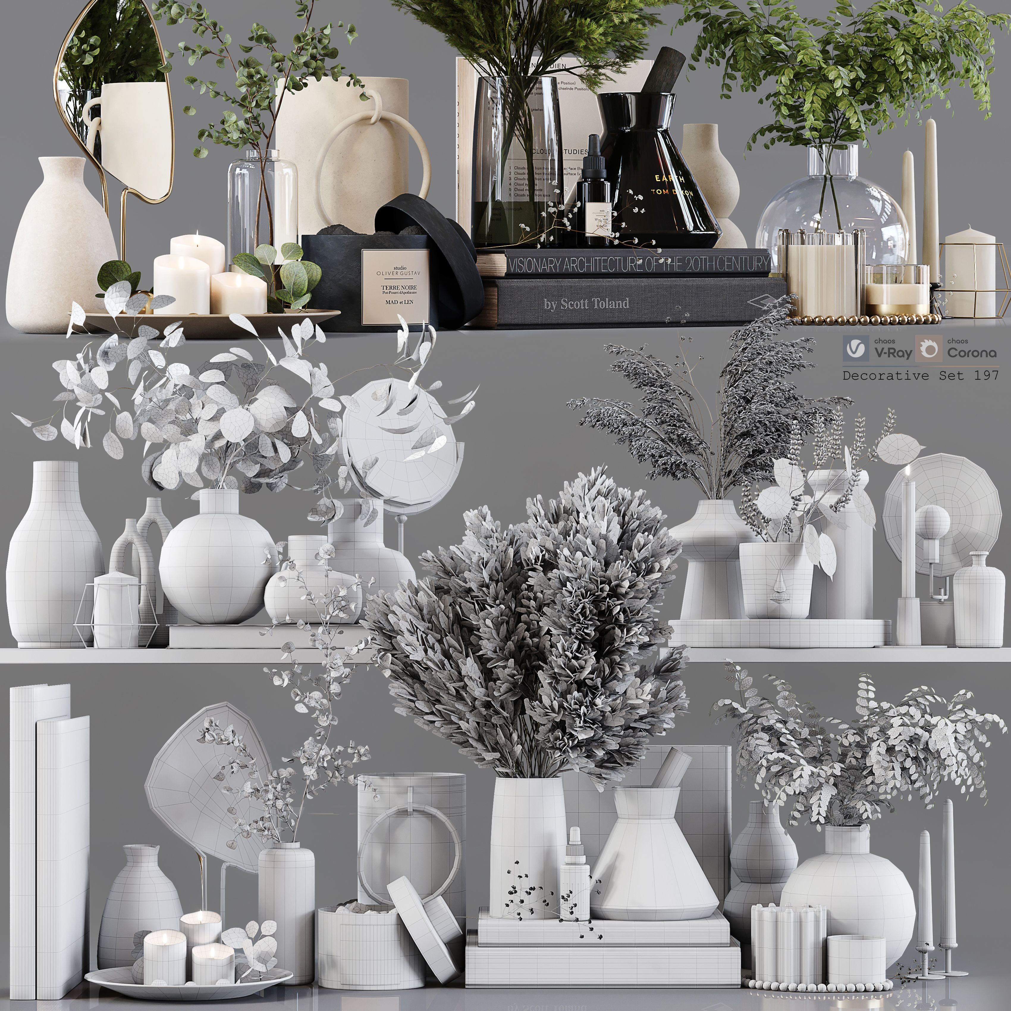 Decorative Set 197 Low-poly 3D model_6