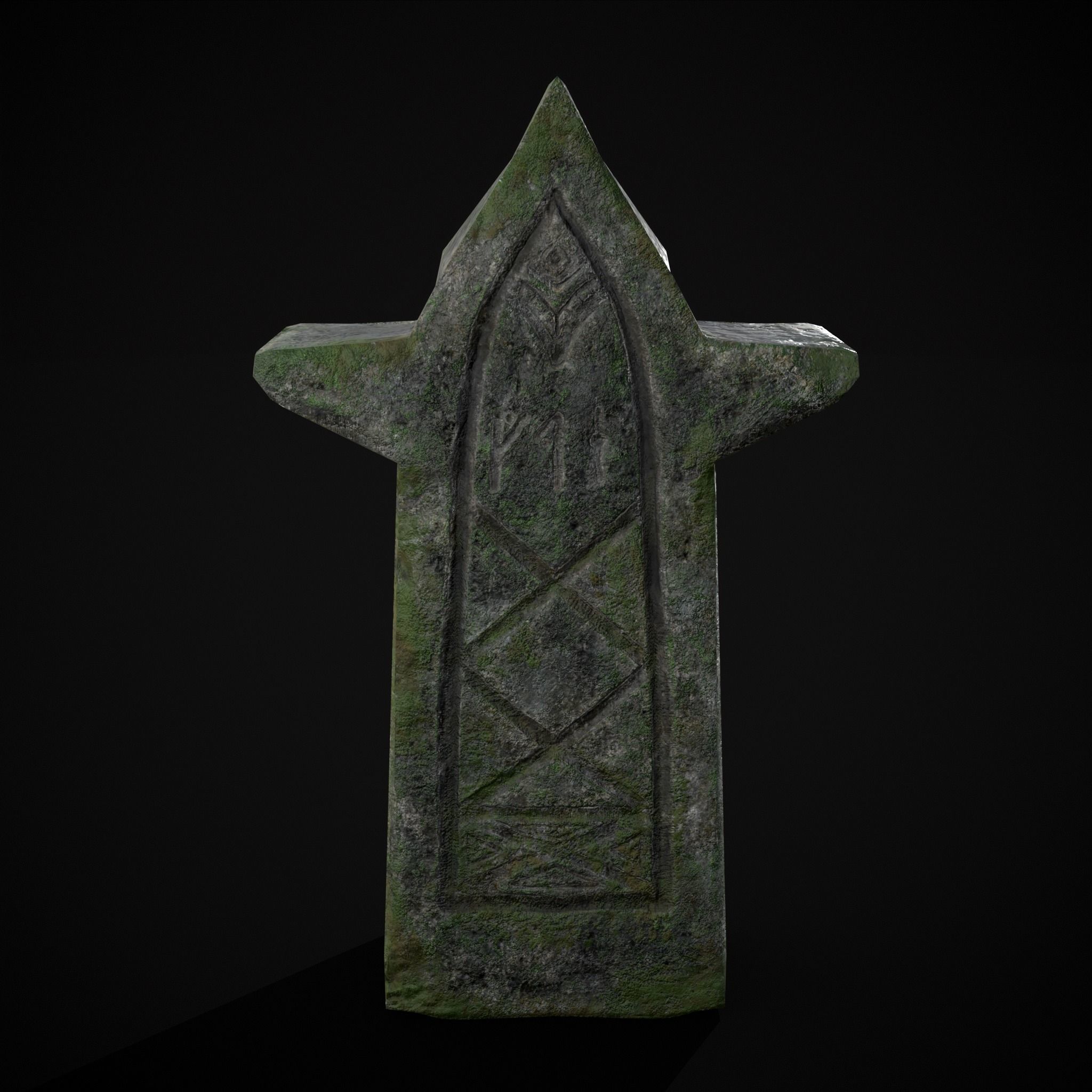 Viking Carved Gravestone Low-poly 3D model_19