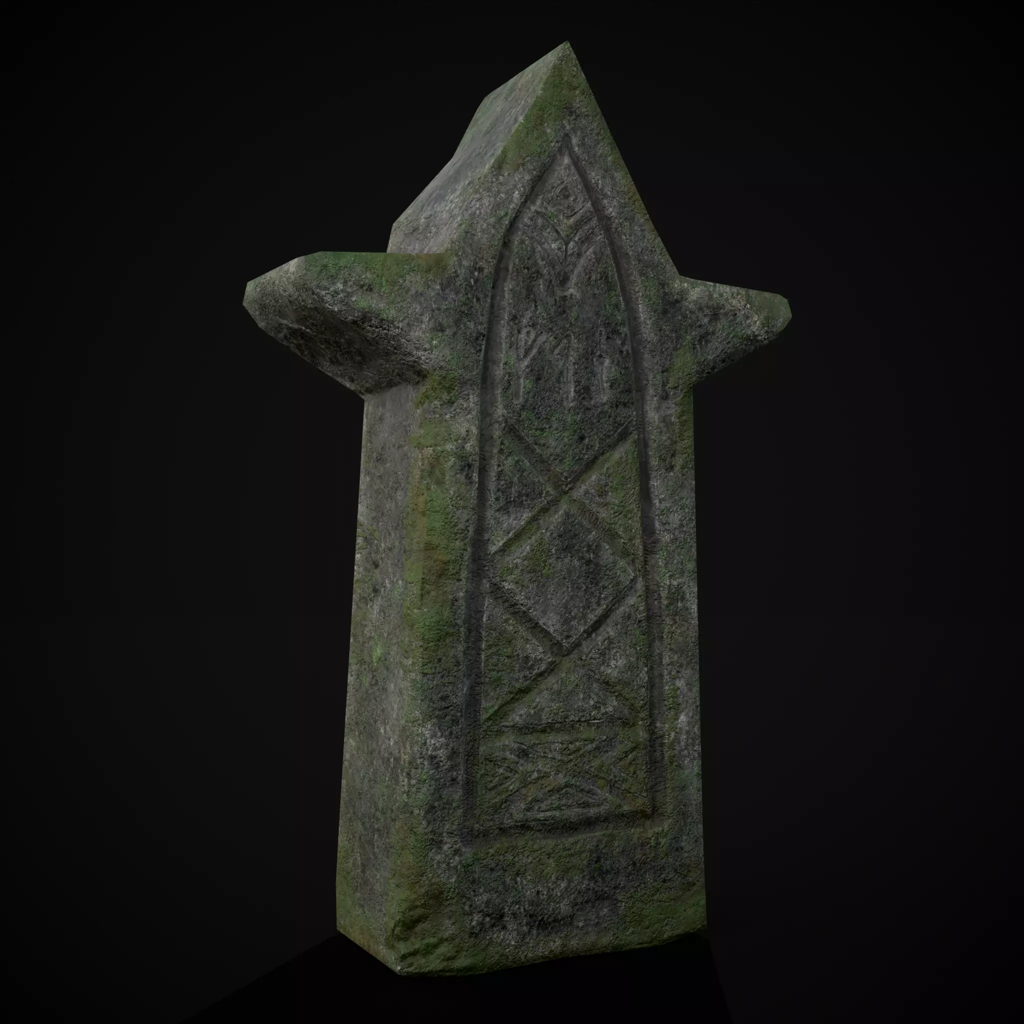 Viking Carved Gravestone Low-poly 3D model_0