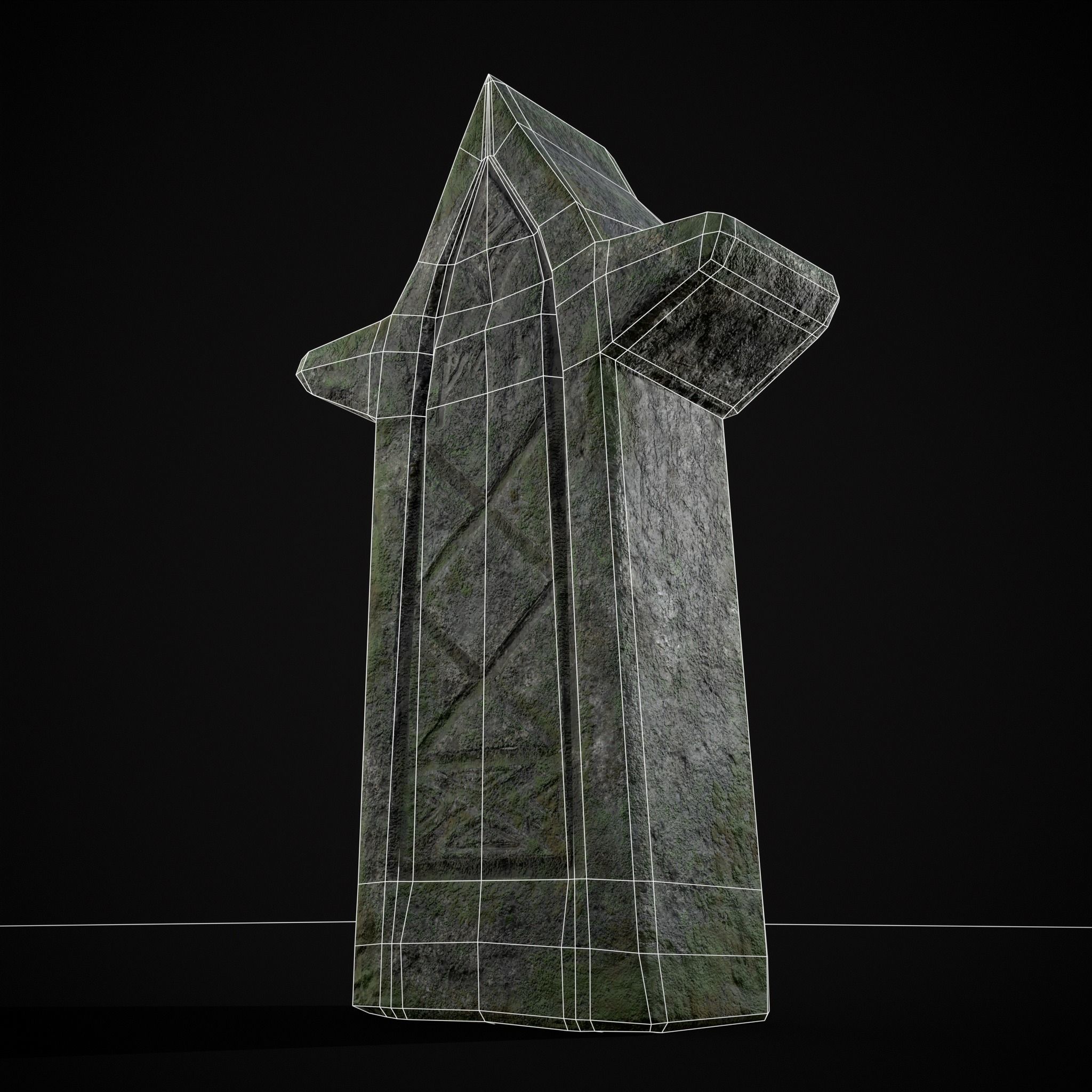 Viking Carved Gravestone Low-poly 3D model_4