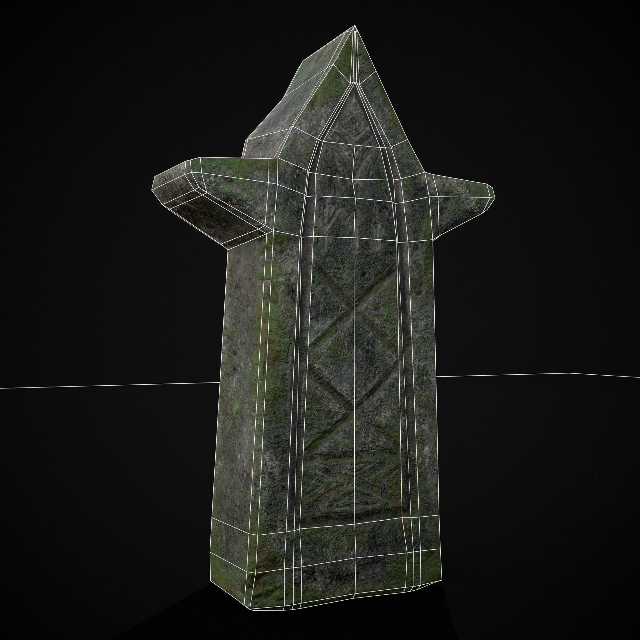 Viking Carved Gravestone Low-poly 3D model_2