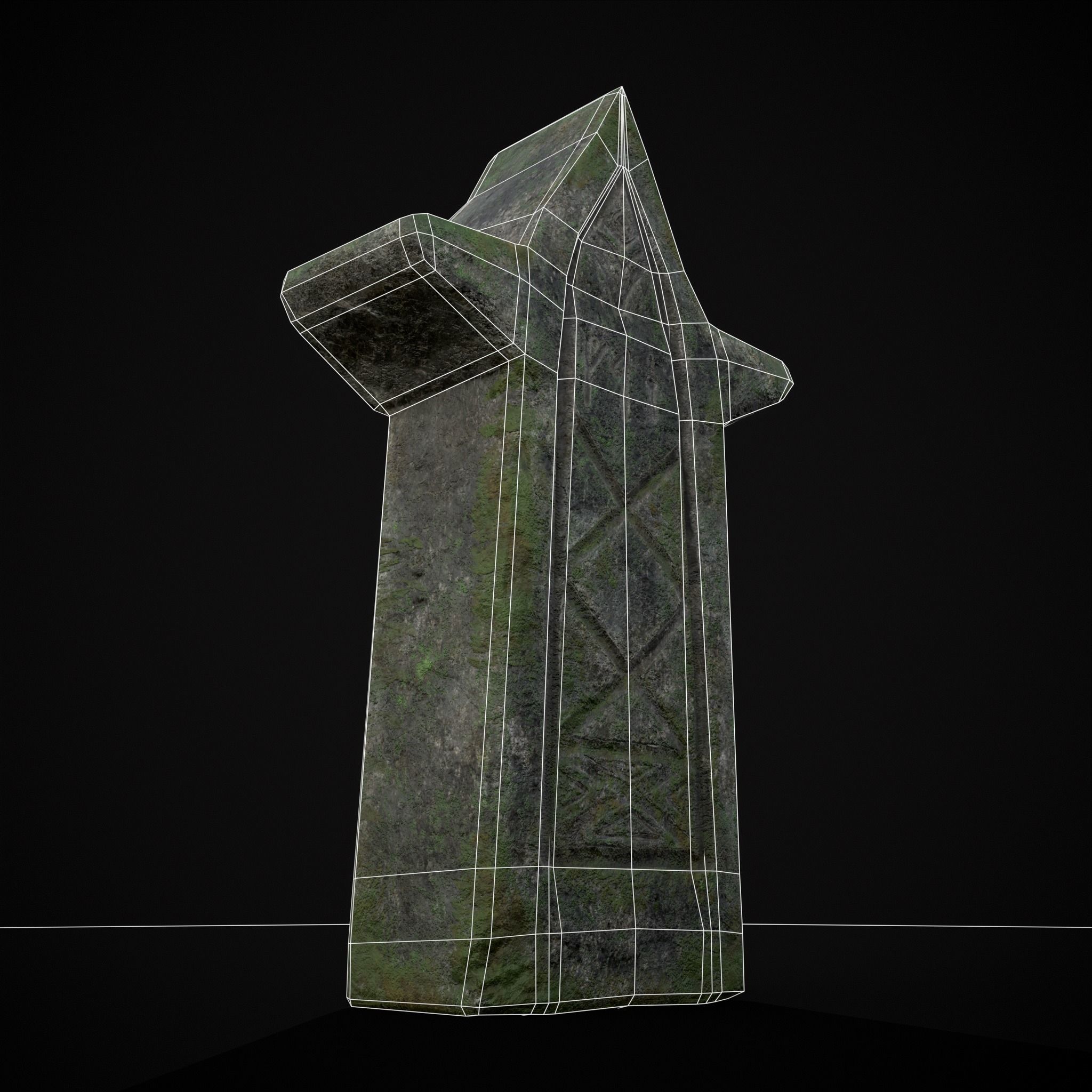 Viking Carved Gravestone Low-poly 3D model_18