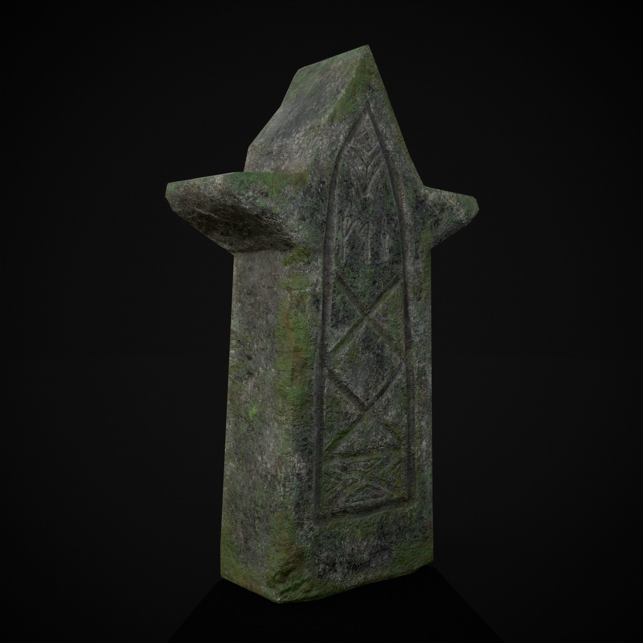 Viking Carved Gravestone Low-poly 3D model_7