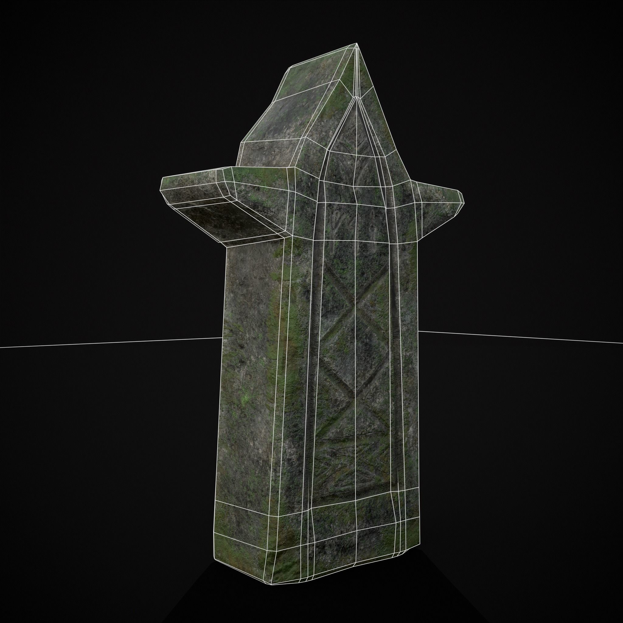 Viking Carved Gravestone Low-poly 3D model_8