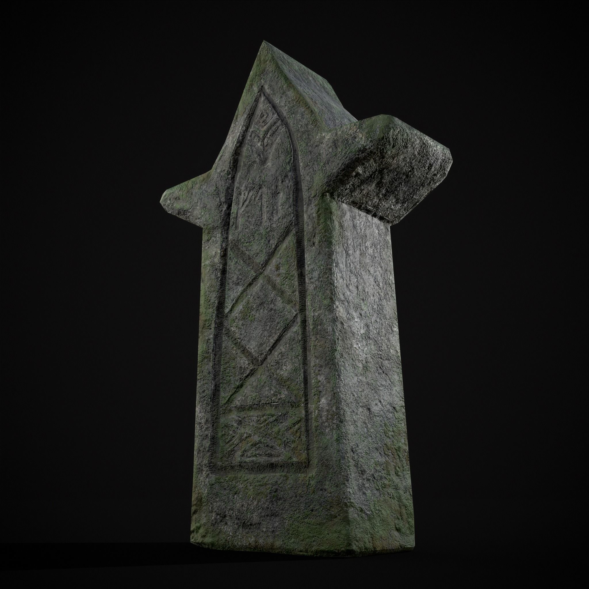Viking Carved Gravestone Low-poly 3D model_3