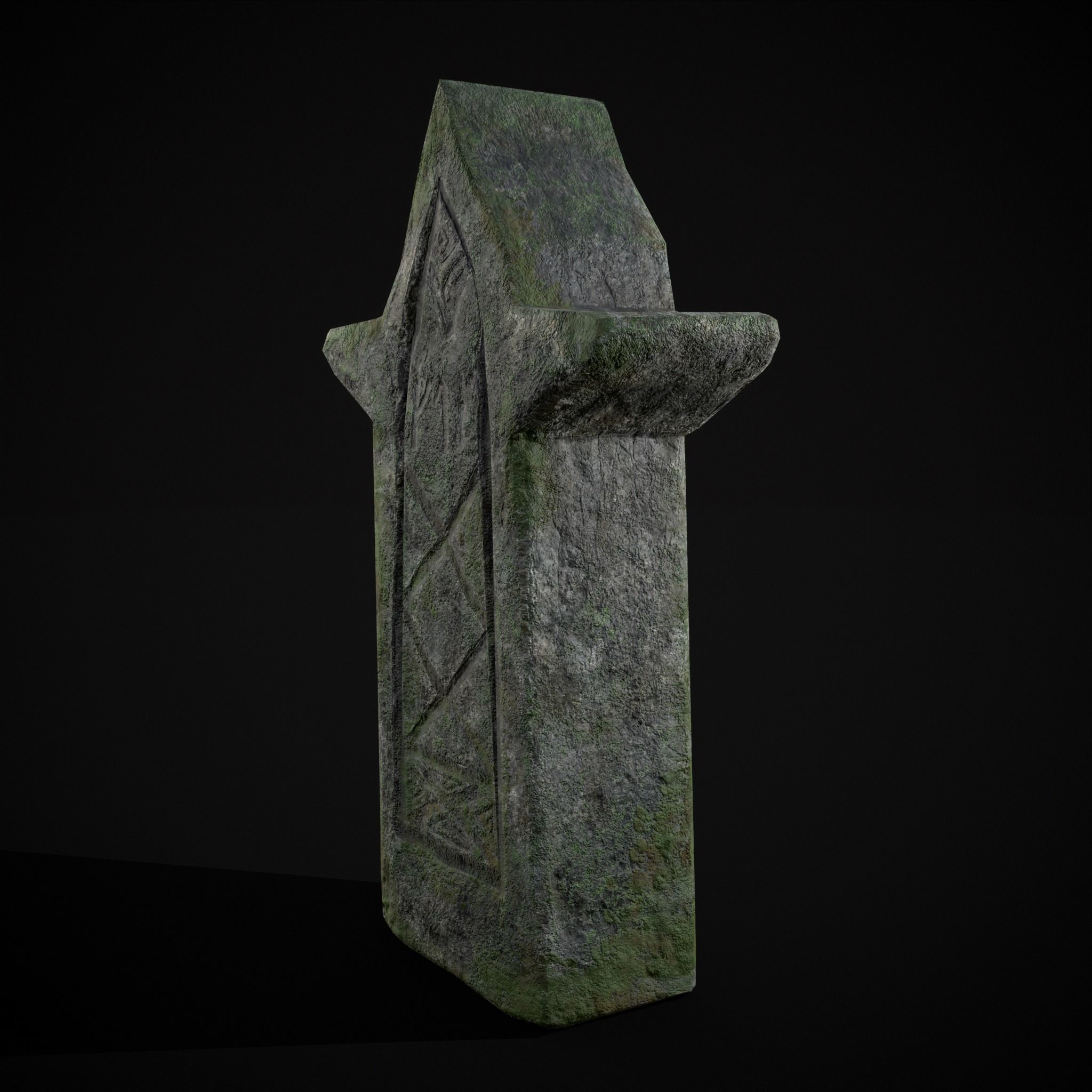 Viking Carved Gravestone Low-poly 3D model_11