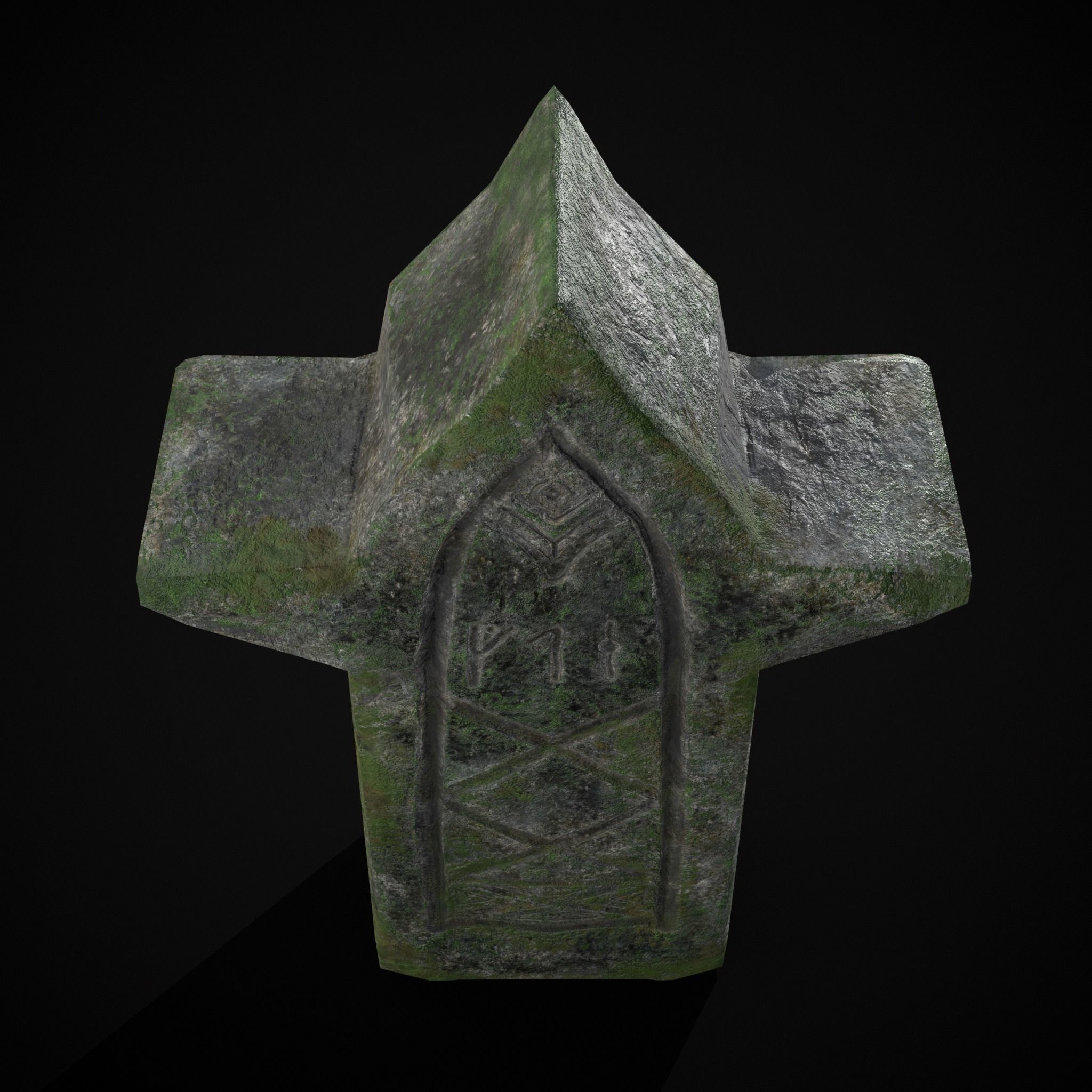 Viking Carved Gravestone Low-poly 3D model_9