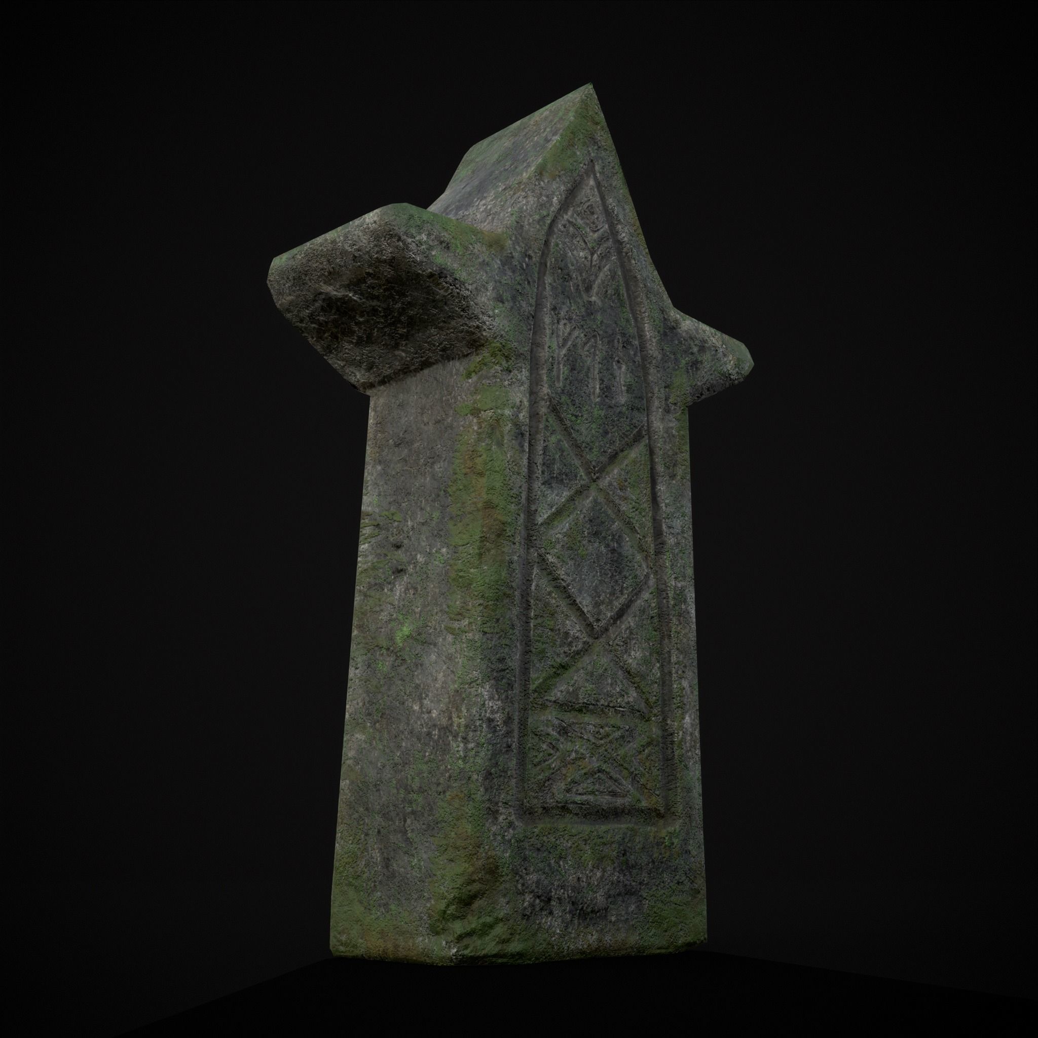 Viking Carved Gravestone Low-poly 3D model_17